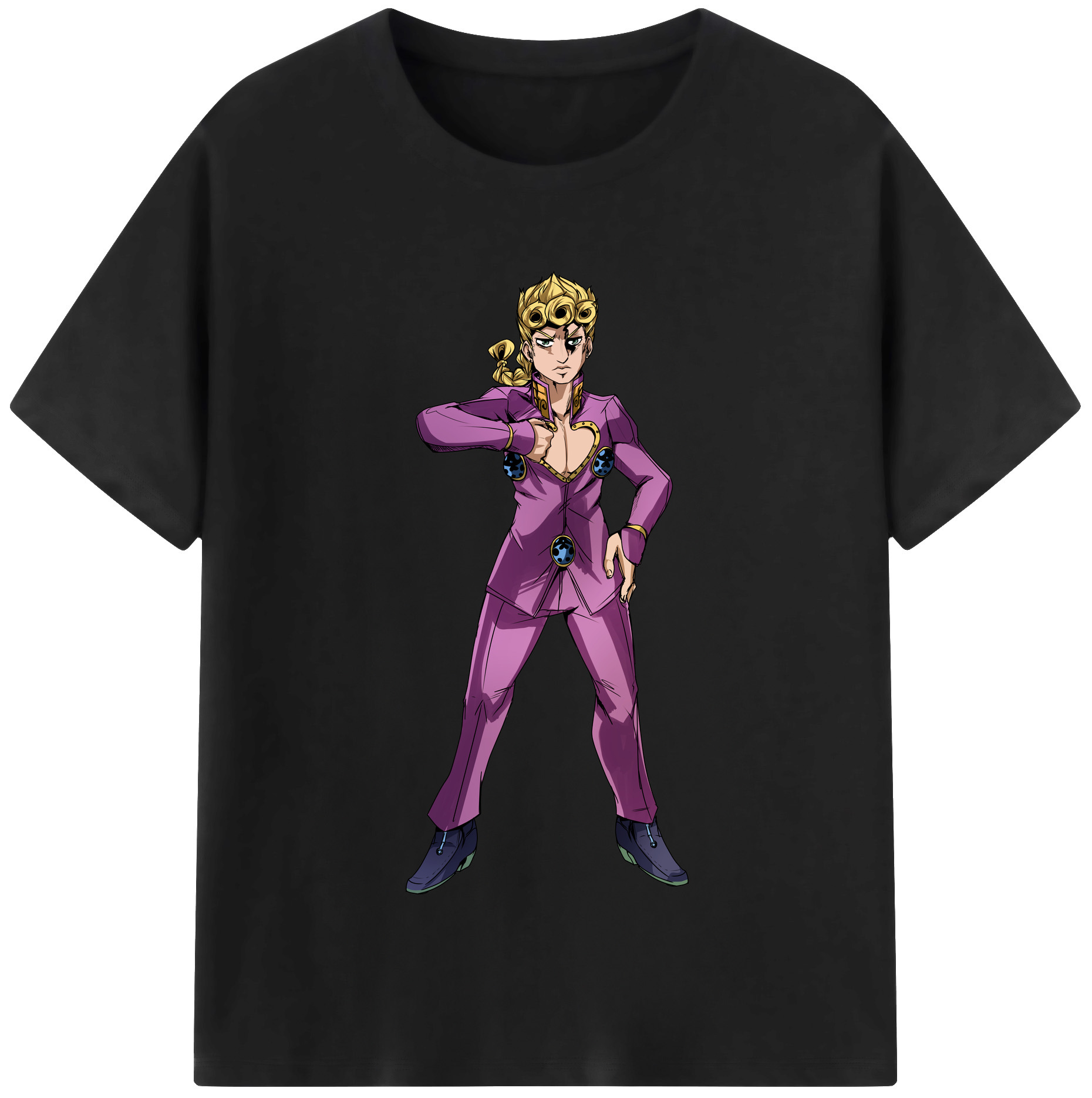 （画像用） ジョジョの奇妙な冒険 ジョルノ?ジョバァーナ JoJo's Bizarre Adventure Giorno Giovanna 綿100％半袖Tシャツ（フロントプリント）