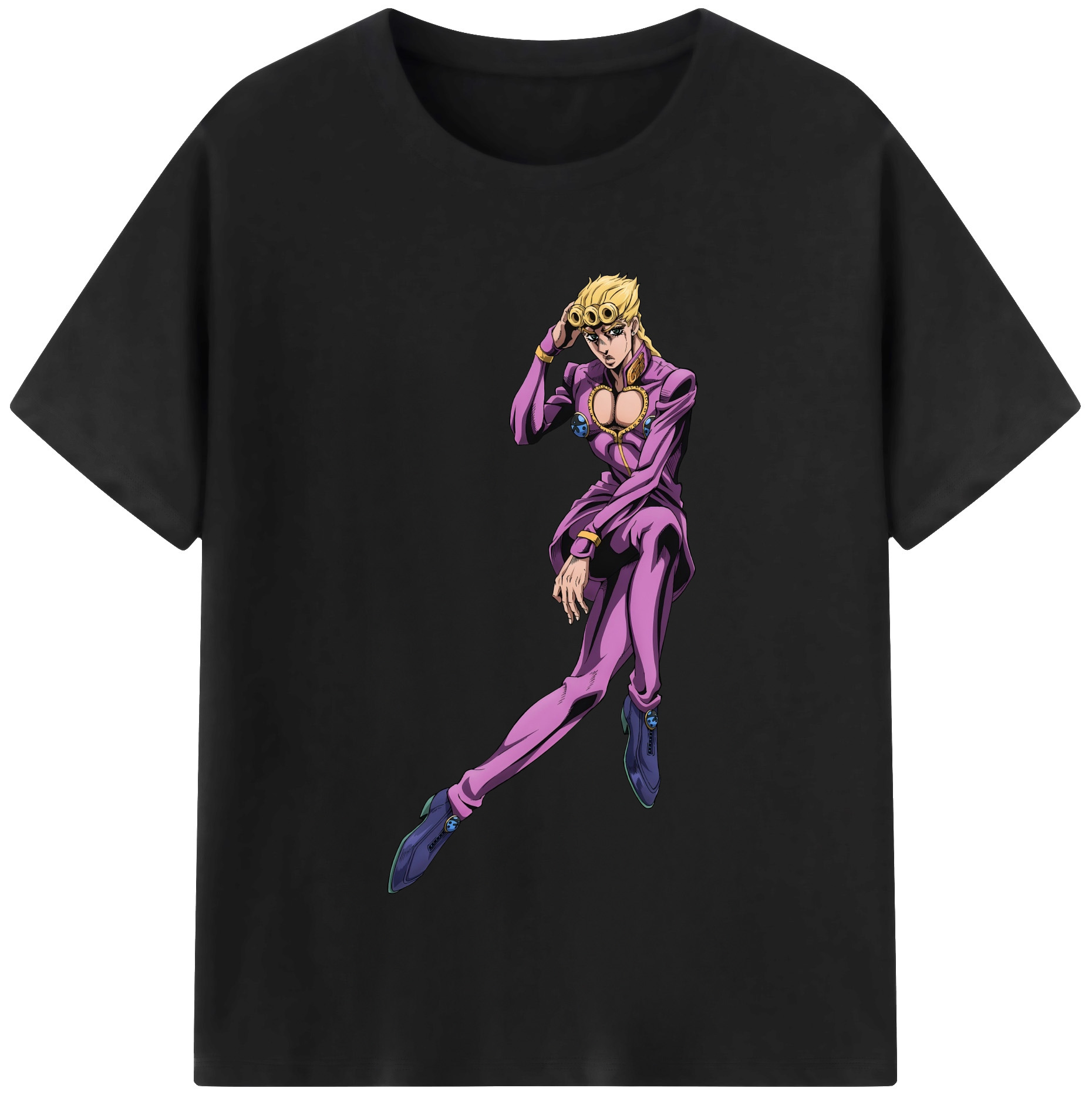 （画像用） ジョジョの奇妙な冒険 ジョルノ?ジョバァーナ JoJo's Bizarre Adventure Giorno Giovanna 綿100％半袖Tシャツ（フロントプリント）