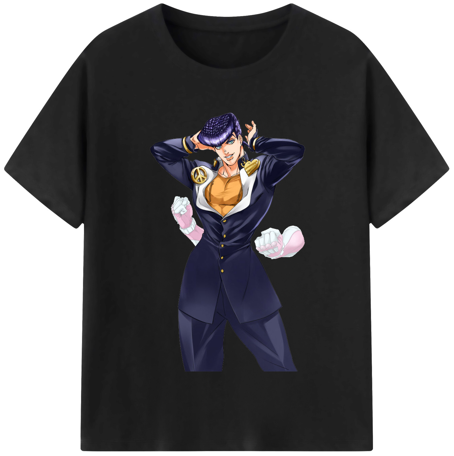 （画像用） ジョジョの奇妙な冒険 ひがしかた じょうすけ JoJo's Bizarre Adventure Higashikata Josuke 綿100％半袖Tシャツ（フロントプリント）