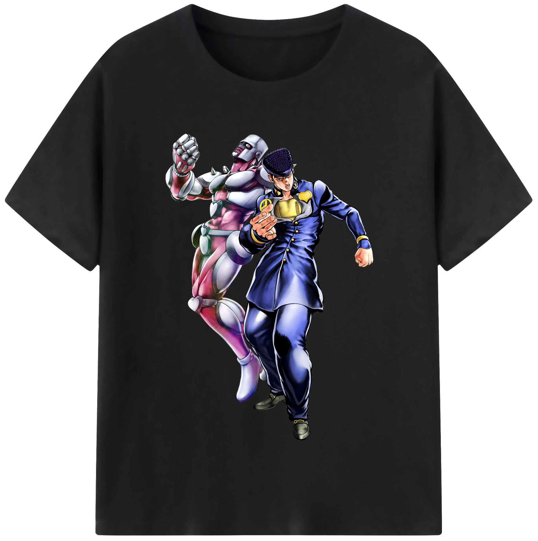 （画像用） ジョジョの奇妙な冒険 ひがしかた じょうすけ JoJo's Bizarre Adventure Higashikata Josuke 綿100％半袖Tシャツ（フロントプリント）