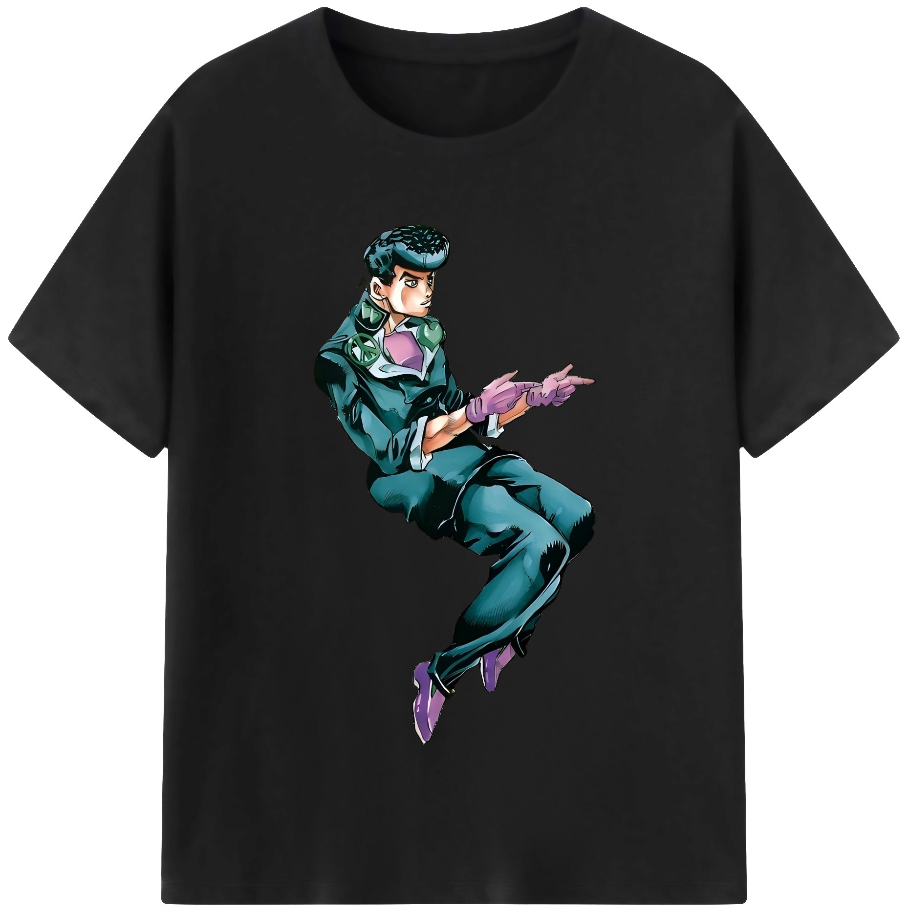 （画像用） ジョジョの奇妙な冒険 ひがしかた じょうすけ JoJo's Bizarre Adventure Higashikata Josuke 綿100％半袖Tシャツ（フロントプリント）