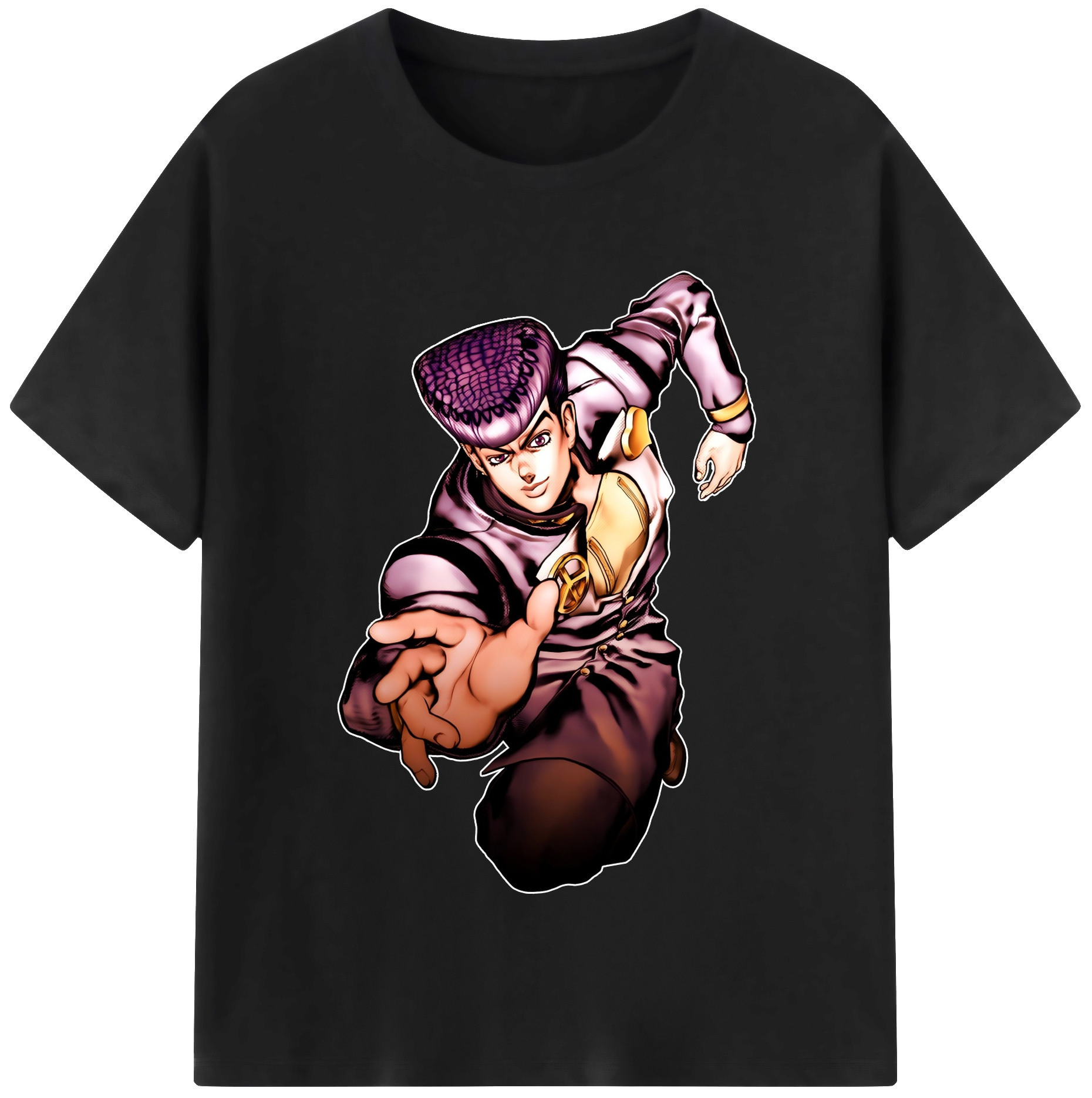 （画像用） ジョジョの奇妙な冒険 ひがしかた じょうすけ JoJo's Bizarre Adventure Higashikata Josuke 綿100％半袖Tシャツ（フロントプリント）