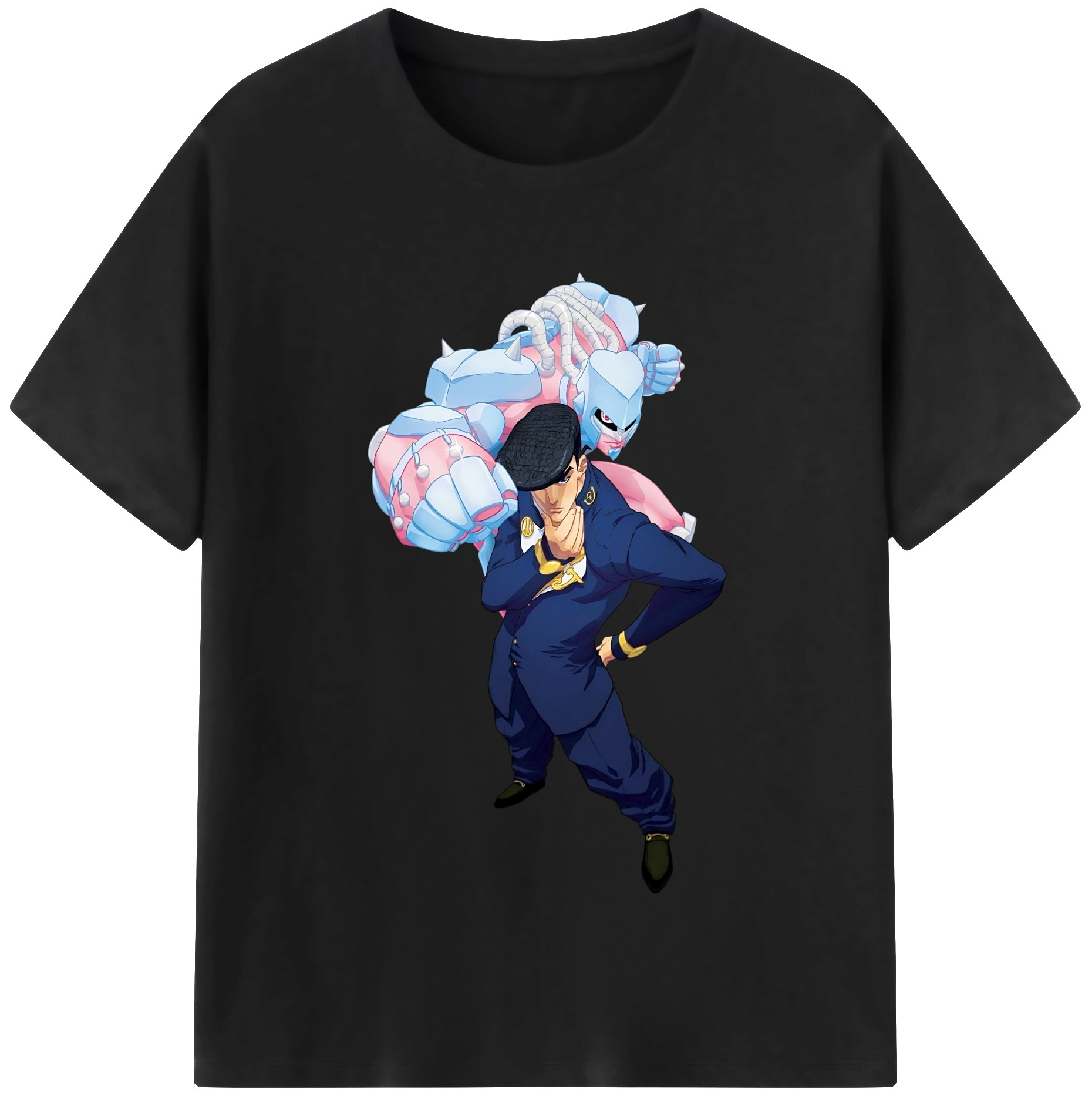 （画像用） ジョジョの奇妙な冒険 ひがしかた じょうすけ JoJo's Bizarre Adventure Higashikata Josuke 綿100％半袖Tシャツ（フロントプリント）
