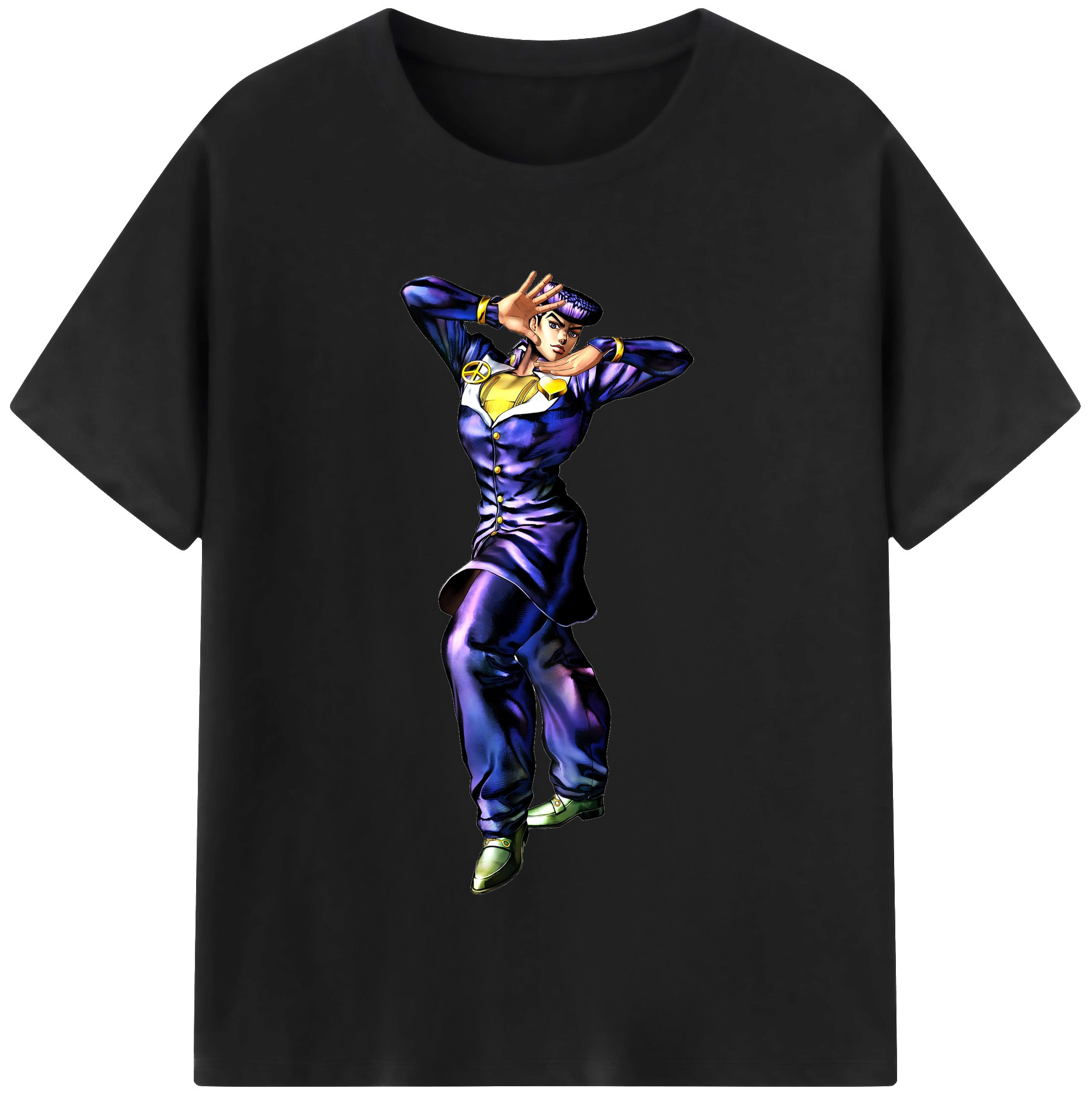 （画像用） ジョジョの奇妙な冒険 ひがしかた じょうすけ JoJo's Bizarre Adventure Higashikata Josuke 綿100％半袖Tシャツ（フロントプリント）