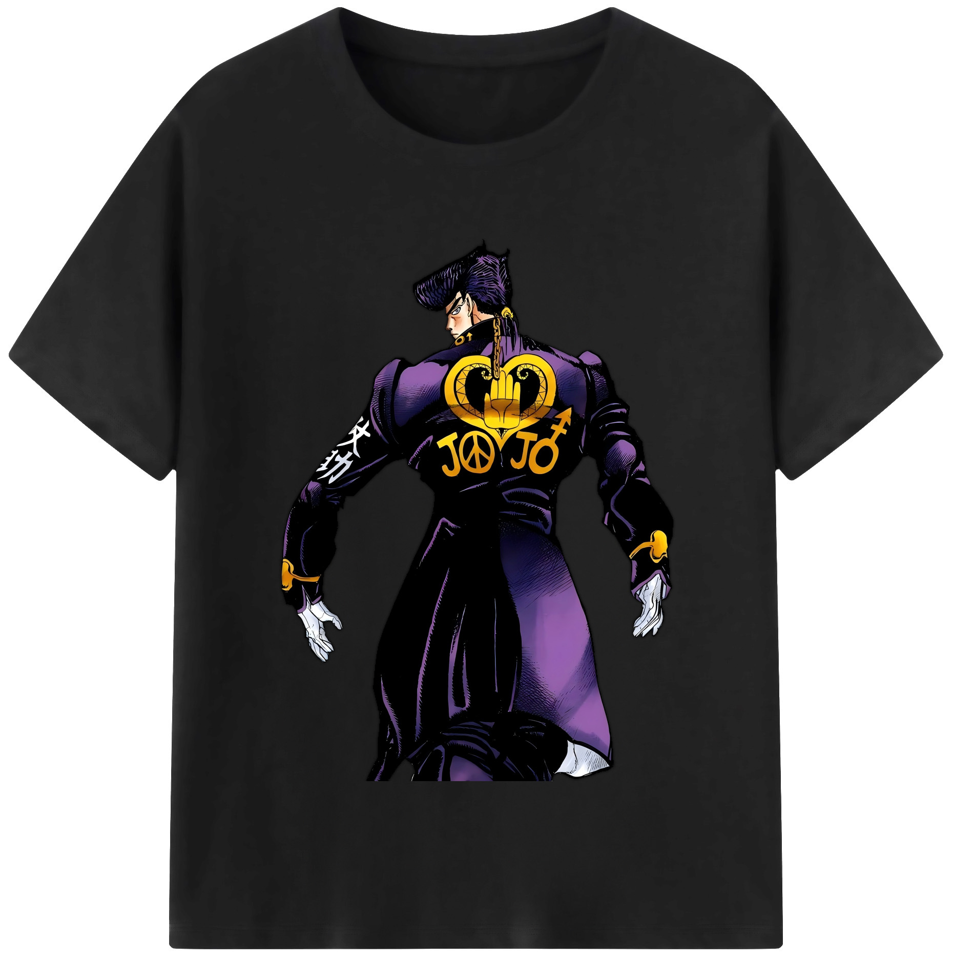 （画像用） ジョジョの奇妙な冒険 ひがしかた じょうすけ JoJo's Bizarre Adventure Higashikata Josuke 綿100％半袖Tシャツ（フロントプリント）