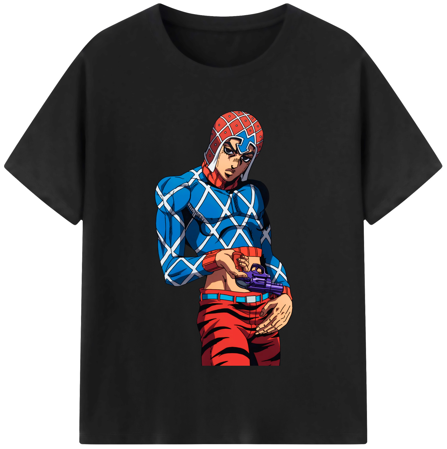 （画像用） ジョジョの奇妙な冒険 グイード?ミスタ JoJo's Bizarre Adventure Guido Mista 綿100％半袖Tシャツ（フロントプリント）