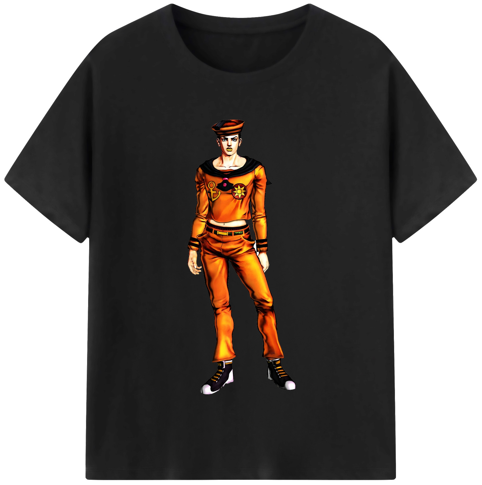 （画像用） ジョジョの奇妙な冒険 東方定助 JoJo's Bizarre Adventure Higashikata Josuke 綿100％半袖Tシャツ（フロントプリント）