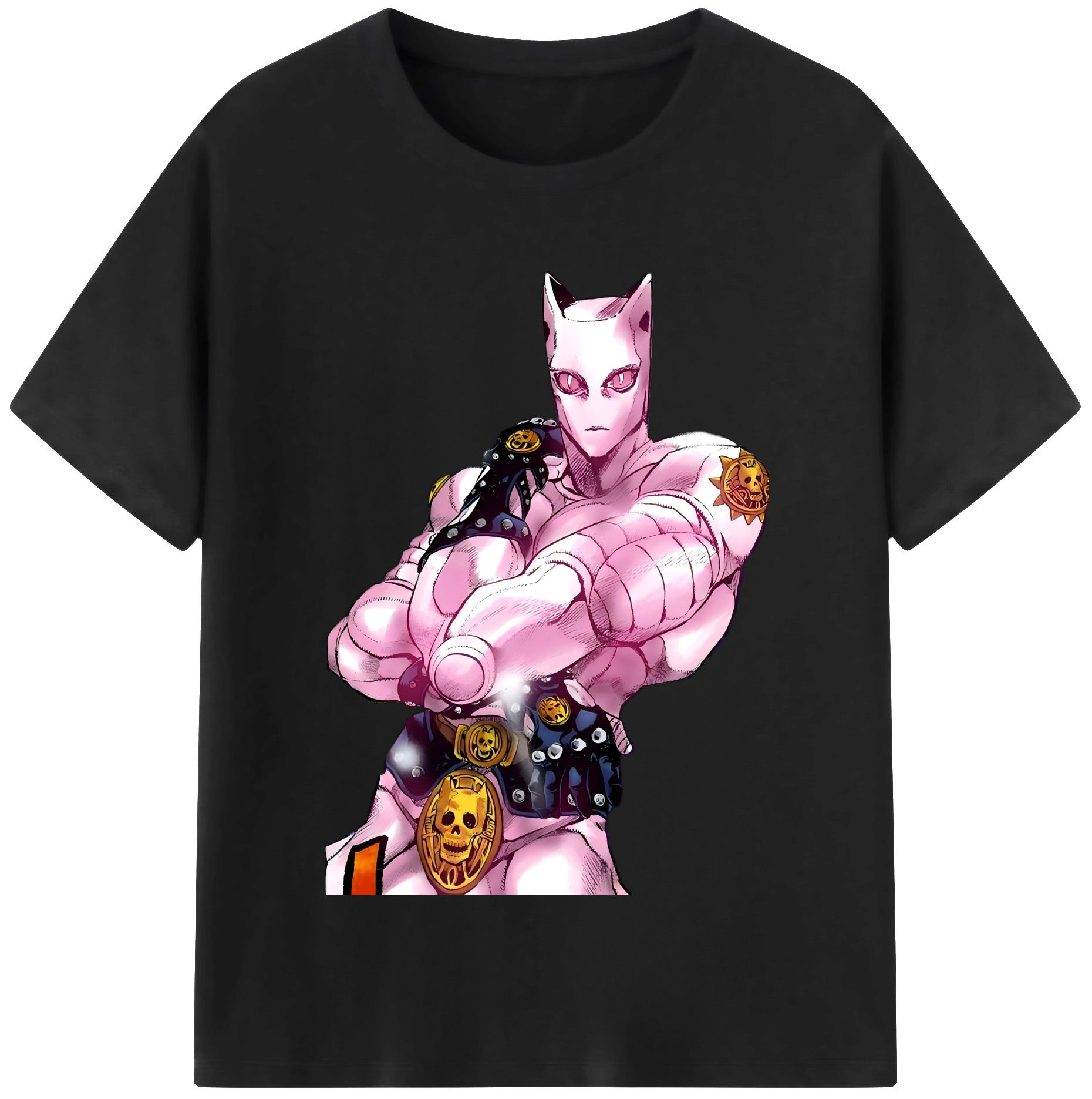 （画像用） ジョジョの奇妙な冒険 きら よしかげ JoJo's Bizarre Adventure Kira Yoshikage 綿100％半袖Tシャツ（フロントプリント）