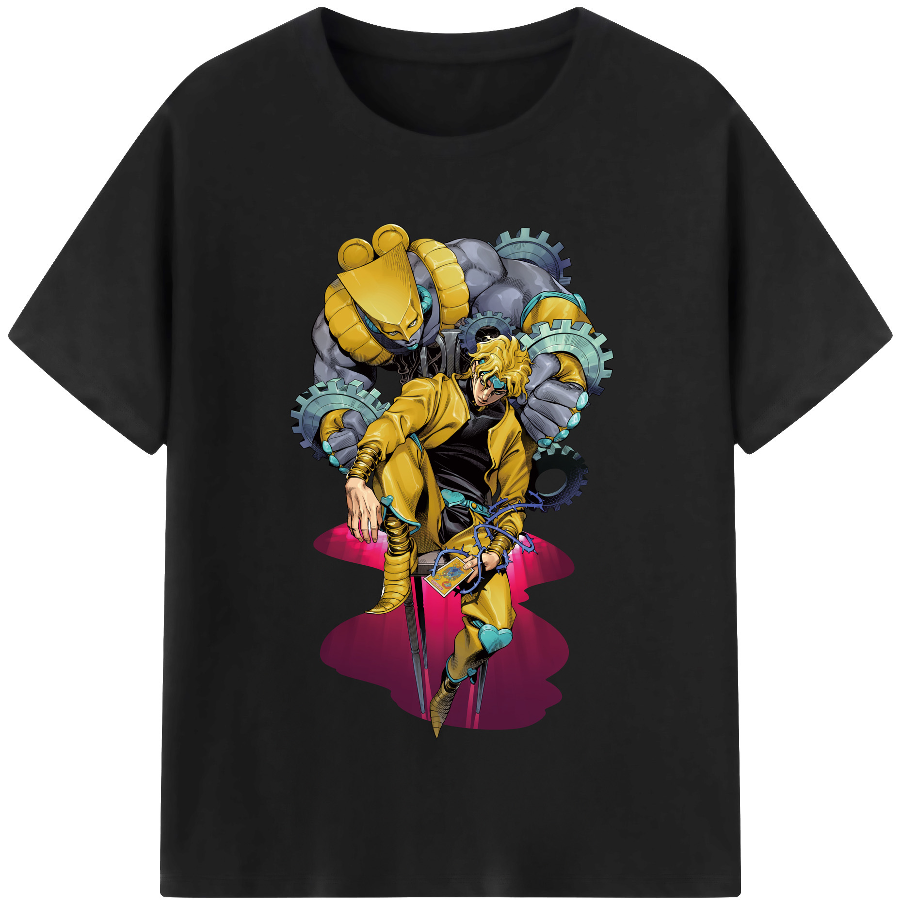 （画像用） ジョジョの奇妙な冒険 ディオ?ブランドー JoJo's Bizarre Adventure Dio Brando 綿100％半袖Tシャツ（フロントプリント）