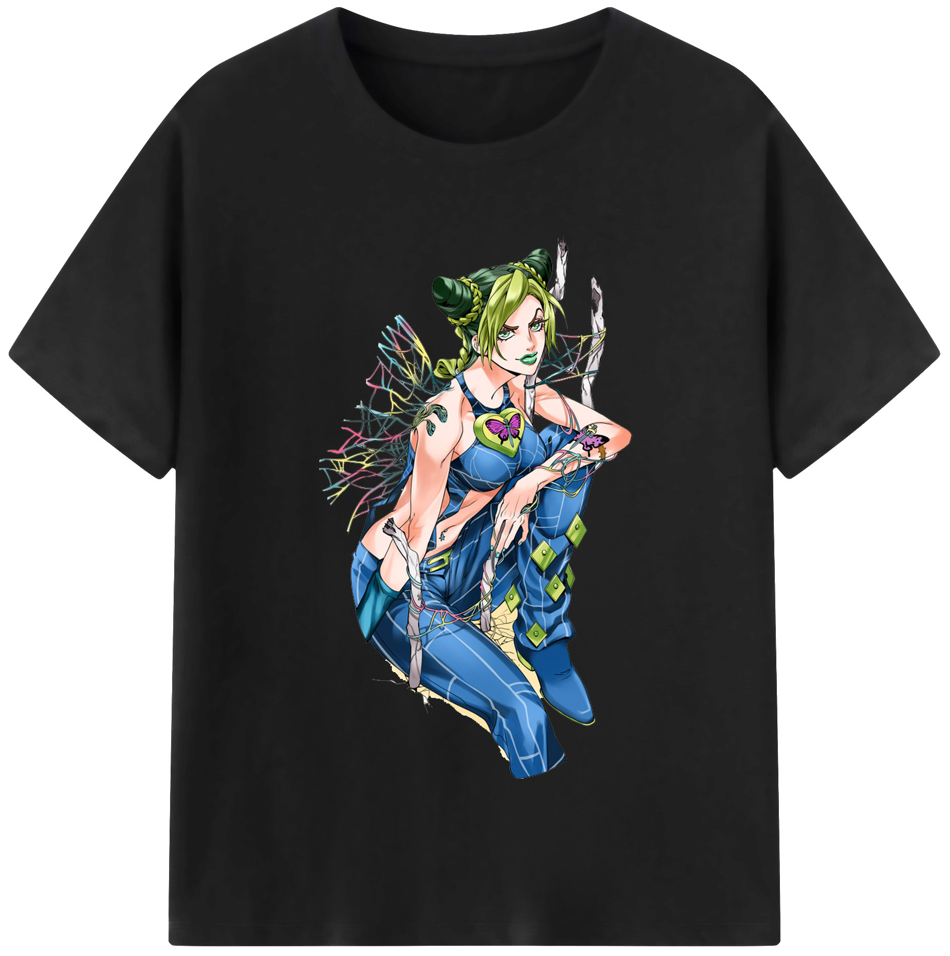 （画像用） "ジョジョの奇妙な冒険 くうじょう ジョリーン JoJo's Bizarre Adventure Jolyne Cujoh " 綿100％半袖Tシャツ（フロントプリント）
