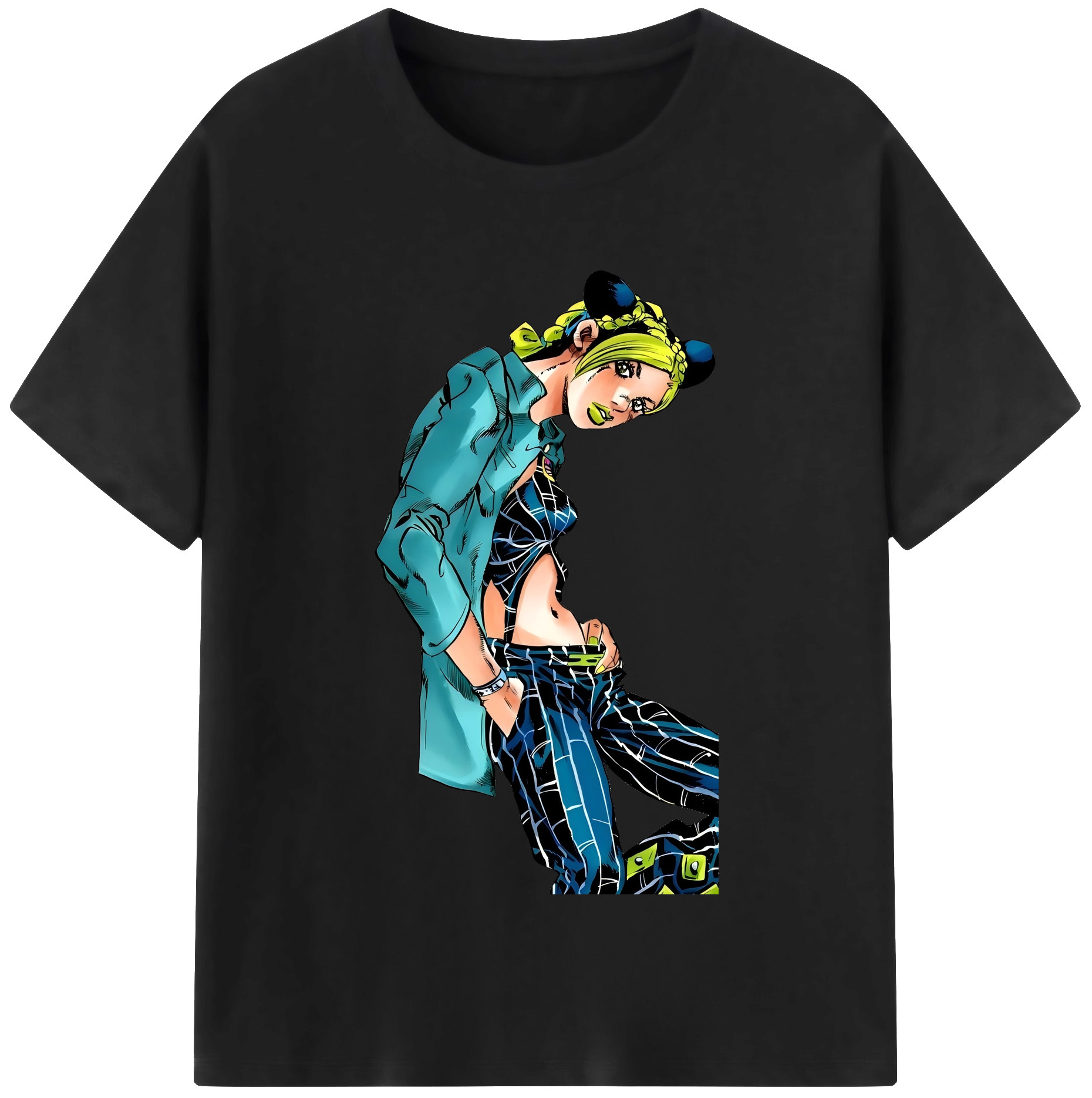 （画像用） "ジョジョの奇妙な冒険 くうじょう ジョリーン JoJo's Bizarre Adventure Jolyne Cujoh " 綿100％半袖Tシャツ（フロントプリント）