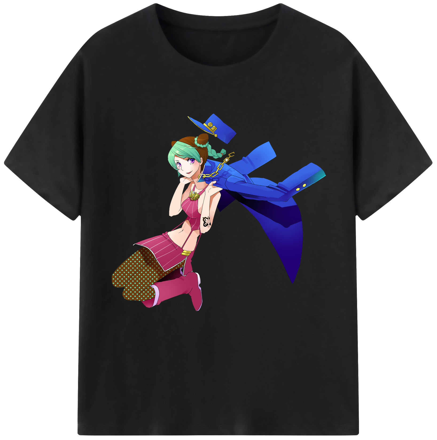 （画像用） "ジョジョの奇妙な冒険 くうじょう ジョリーン JoJo's Bizarre Adventure Jolyne Cujoh " 綿100％半袖Tシャツ（フロントプリント）