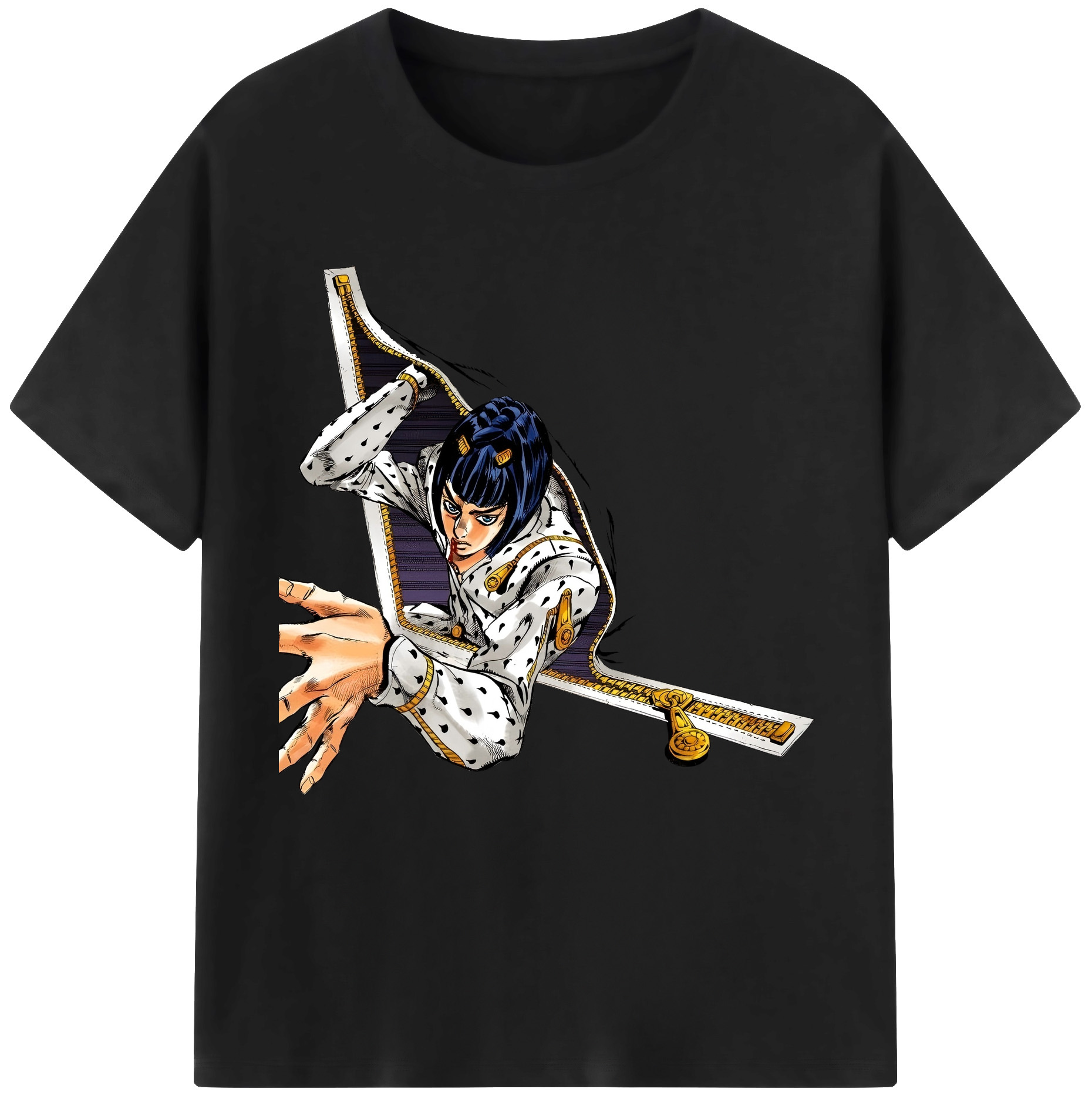 （画像用） ジョジョの奇妙な冒険 ブローノ?ブチャラティ JoJo's Bizarre Adventure Bruno Bucciarati 綿100％半袖Tシャツ（フロントプリント）