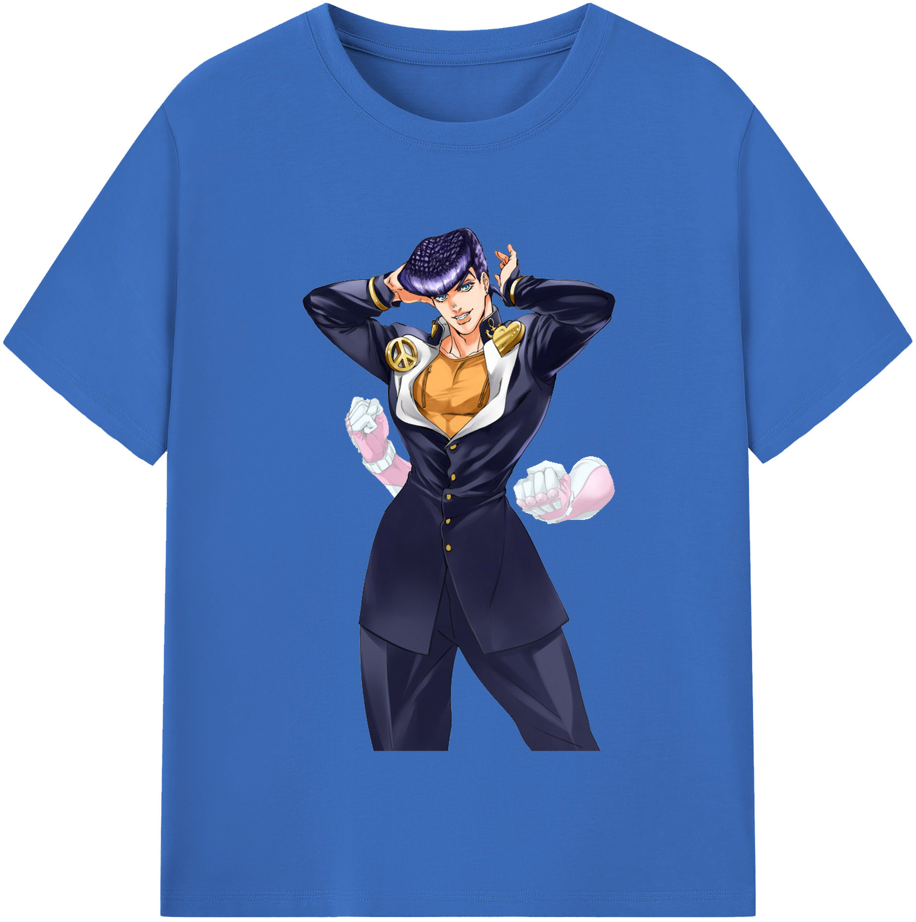 （画像用） ジョジョの奇妙な冒険 ひがしかた じょうすけ JoJo's Bizarre Adventure Higashikata Josuke 綿100％半袖Tシャツ（フロントプリント）