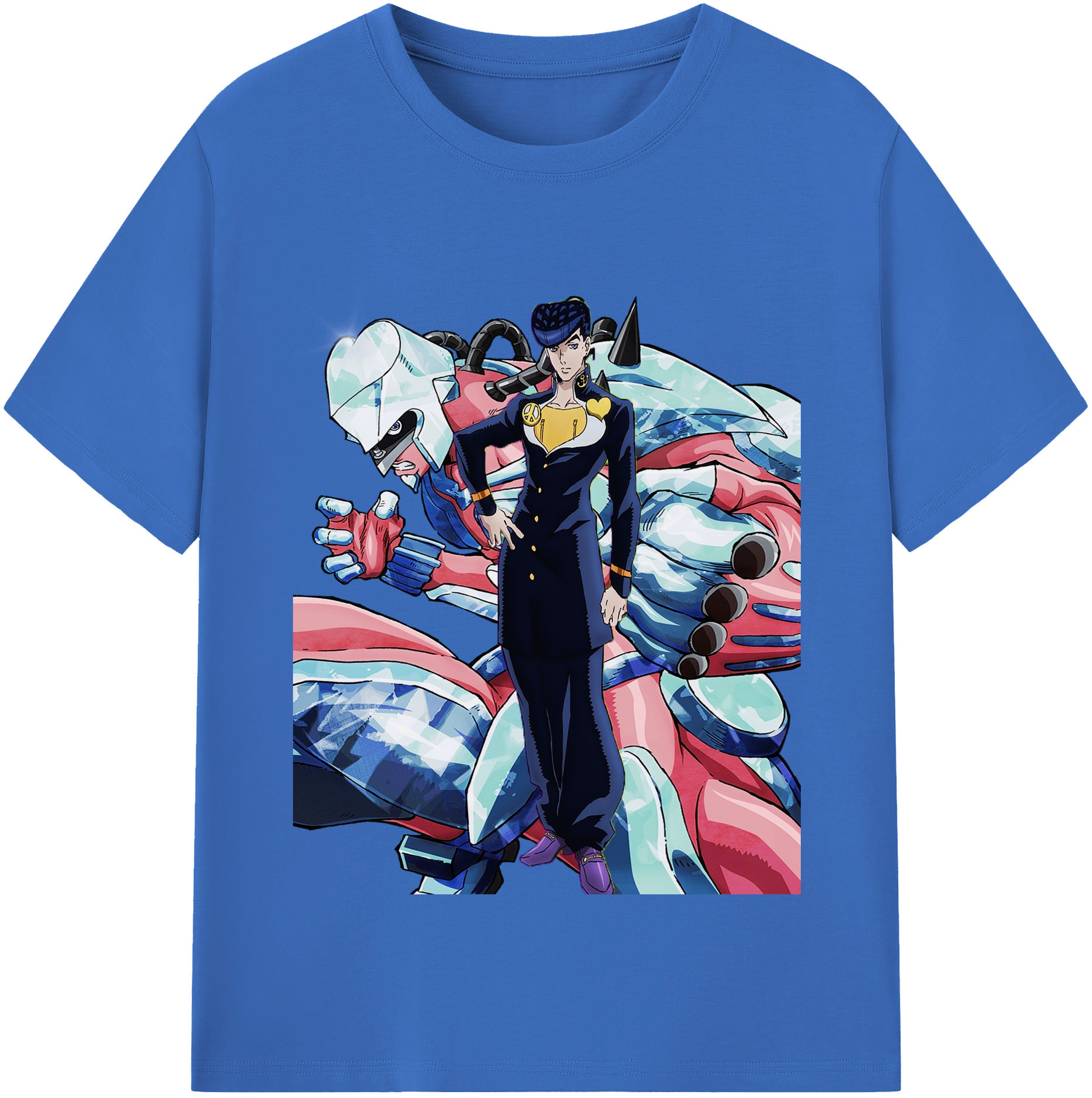 （画像用） ジョジョの奇妙な冒険 ひがしかた じょうすけ JoJo's Bizarre Adventure Higashikata Josuke 綿100％半袖Tシャツ（フロントプリント）