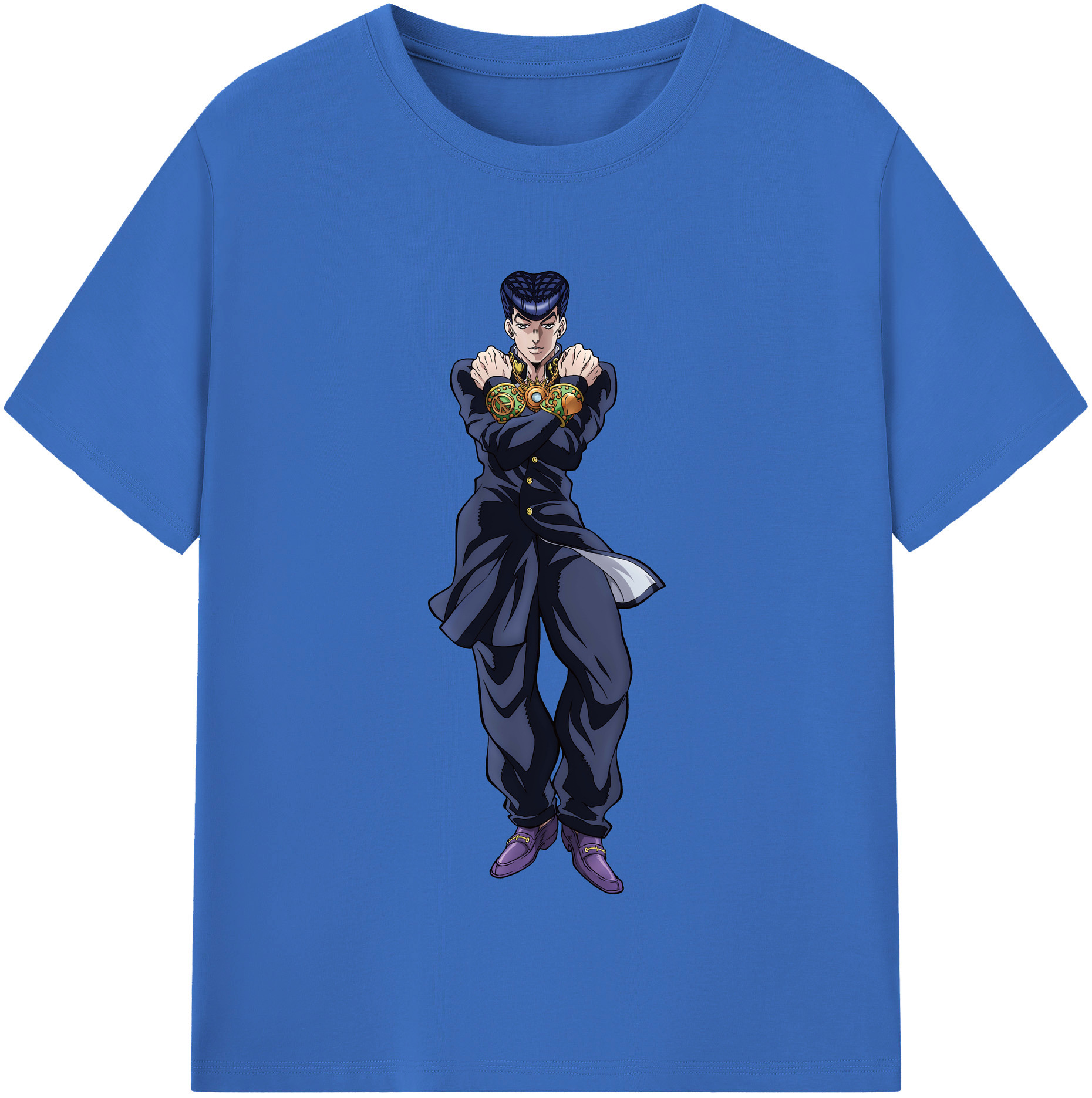（画像用） ジョジョの奇妙な冒険 ひがしかた じょうすけ JoJo's Bizarre Adventure Higashikata Josuke 綿100％半袖Tシャツ（フロントプリント）