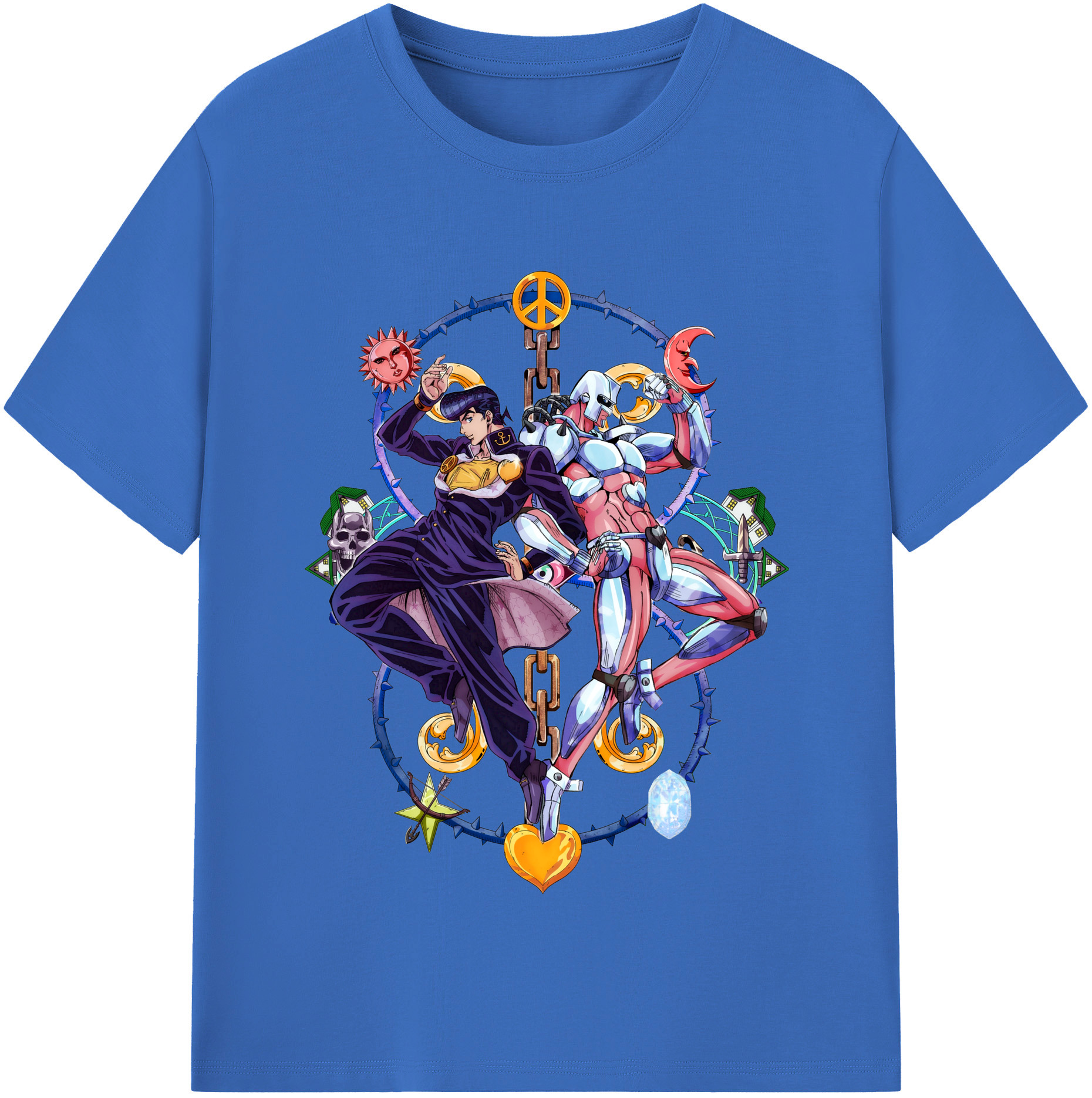 （画像用） ジョジョの奇妙な冒険 ひがしかた じょうすけ JoJo's Bizarre Adventure Higashikata Josuke 綿100％半袖Tシャツ（フロントプリント）