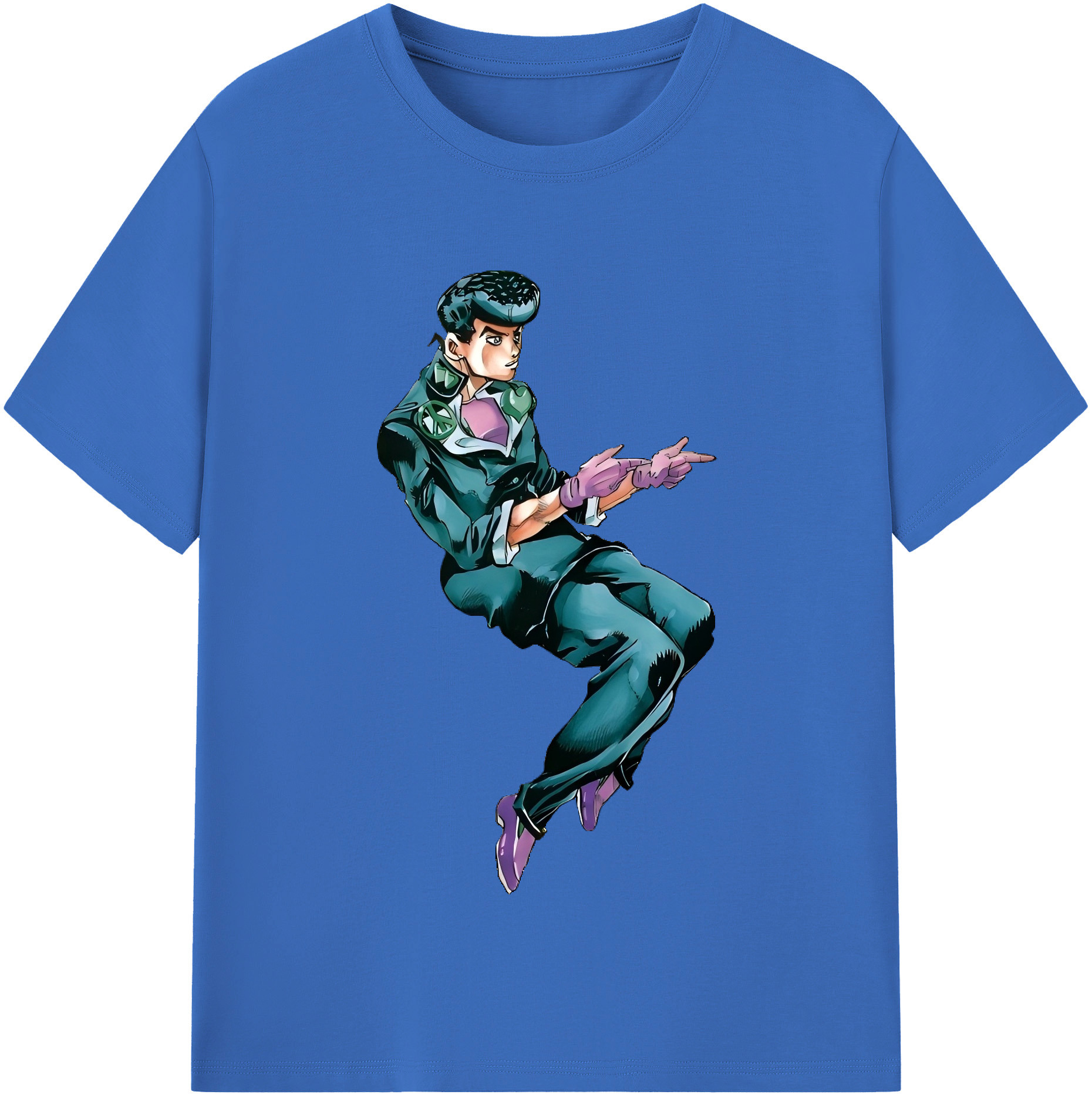（画像用） ジョジョの奇妙な冒険 ひがしかた じょうすけ JoJo's Bizarre Adventure Higashikata Josuke 綿100％半袖Tシャツ（フロントプリント）