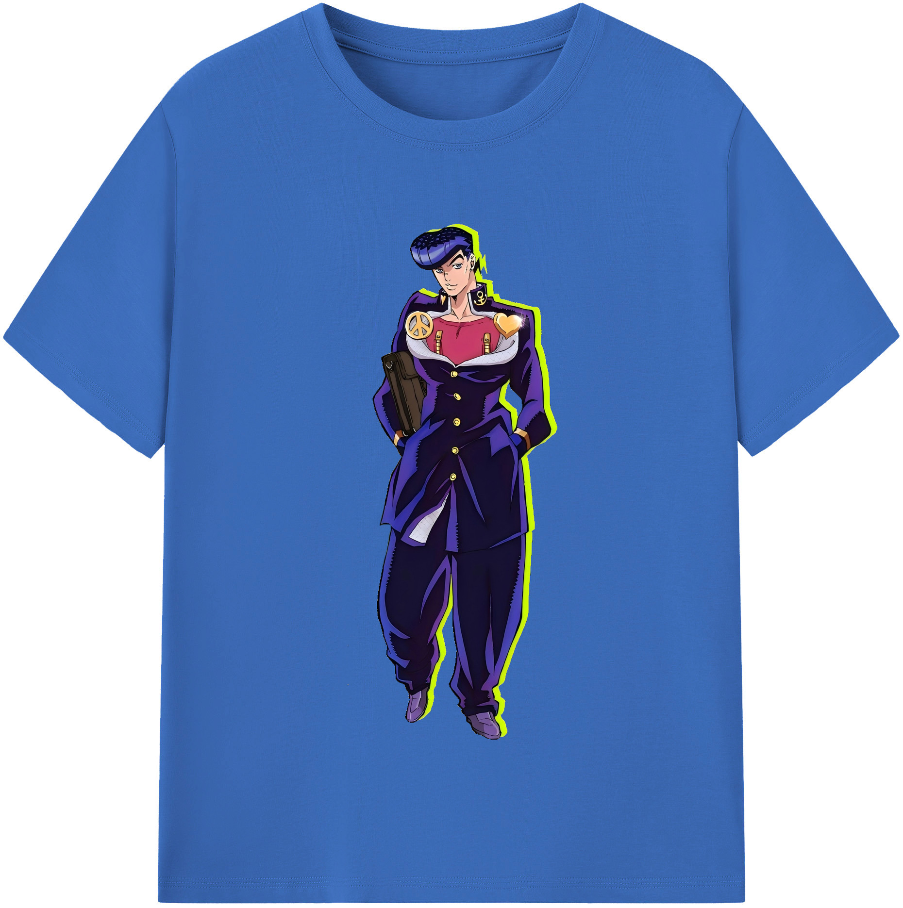 （画像用） ジョジョの奇妙な冒険 ひがしかた じょうすけ JoJo's Bizarre Adventure Higashikata Josuke 綿100％半袖Tシャツ（フロントプリント）