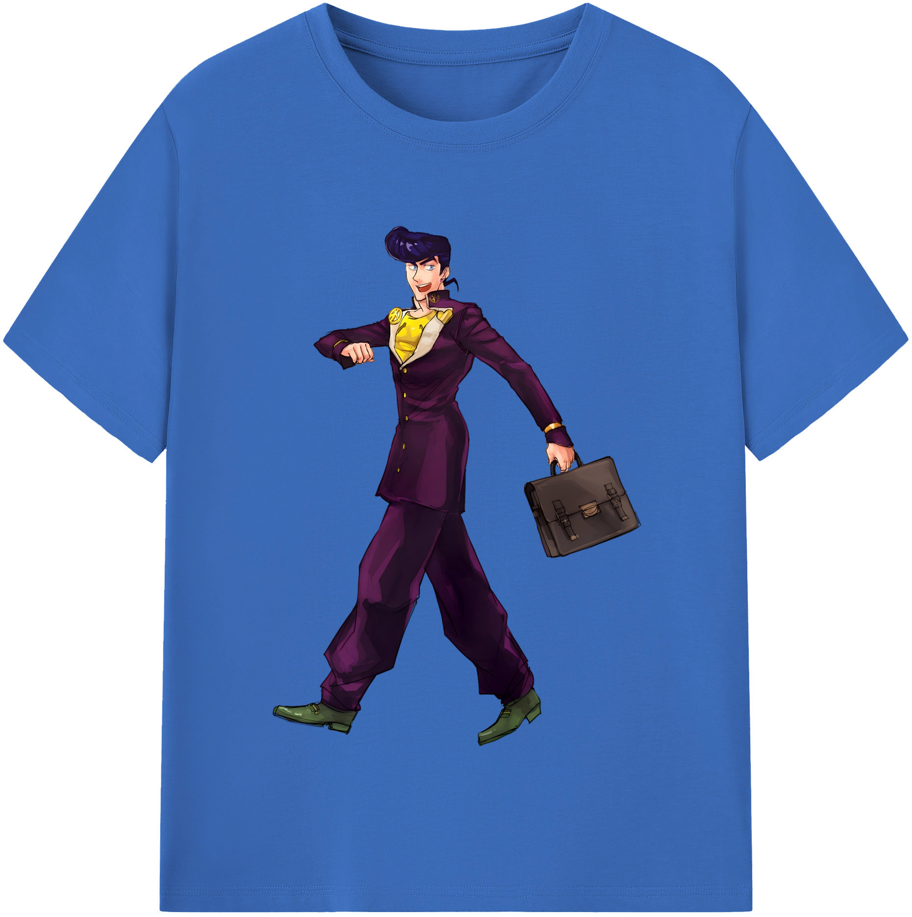 （画像用） ジョジョの奇妙な冒険 ひがしかた じょうすけ JoJo's Bizarre Adventure Higashikata Josuke 綿100％半袖Tシャツ（フロントプリント）
