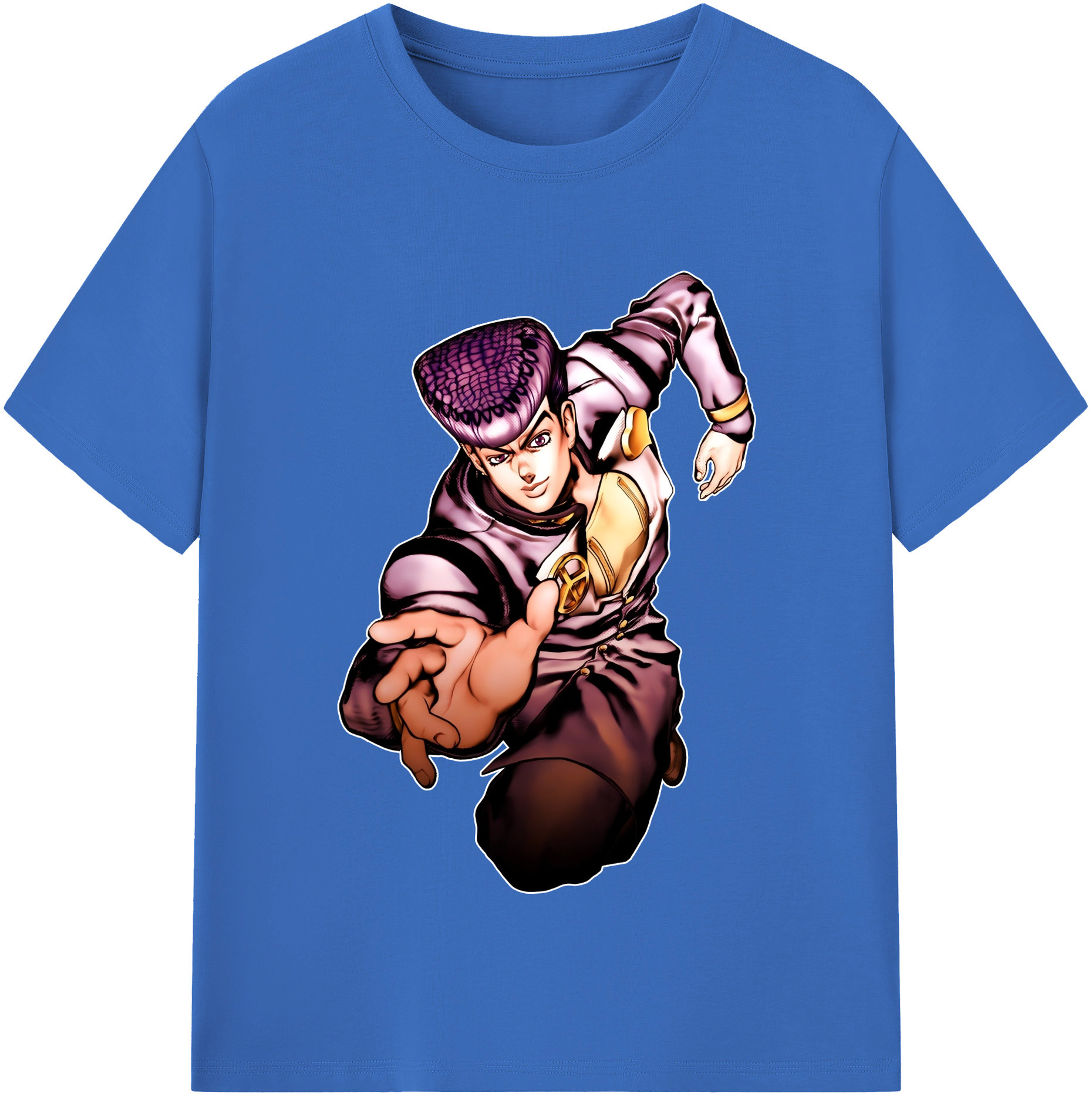 （画像用） ジョジョの奇妙な冒険 ひがしかた じょうすけ JoJo's Bizarre Adventure Higashikata Josuke 綿100％半袖Tシャツ（フロントプリント）
