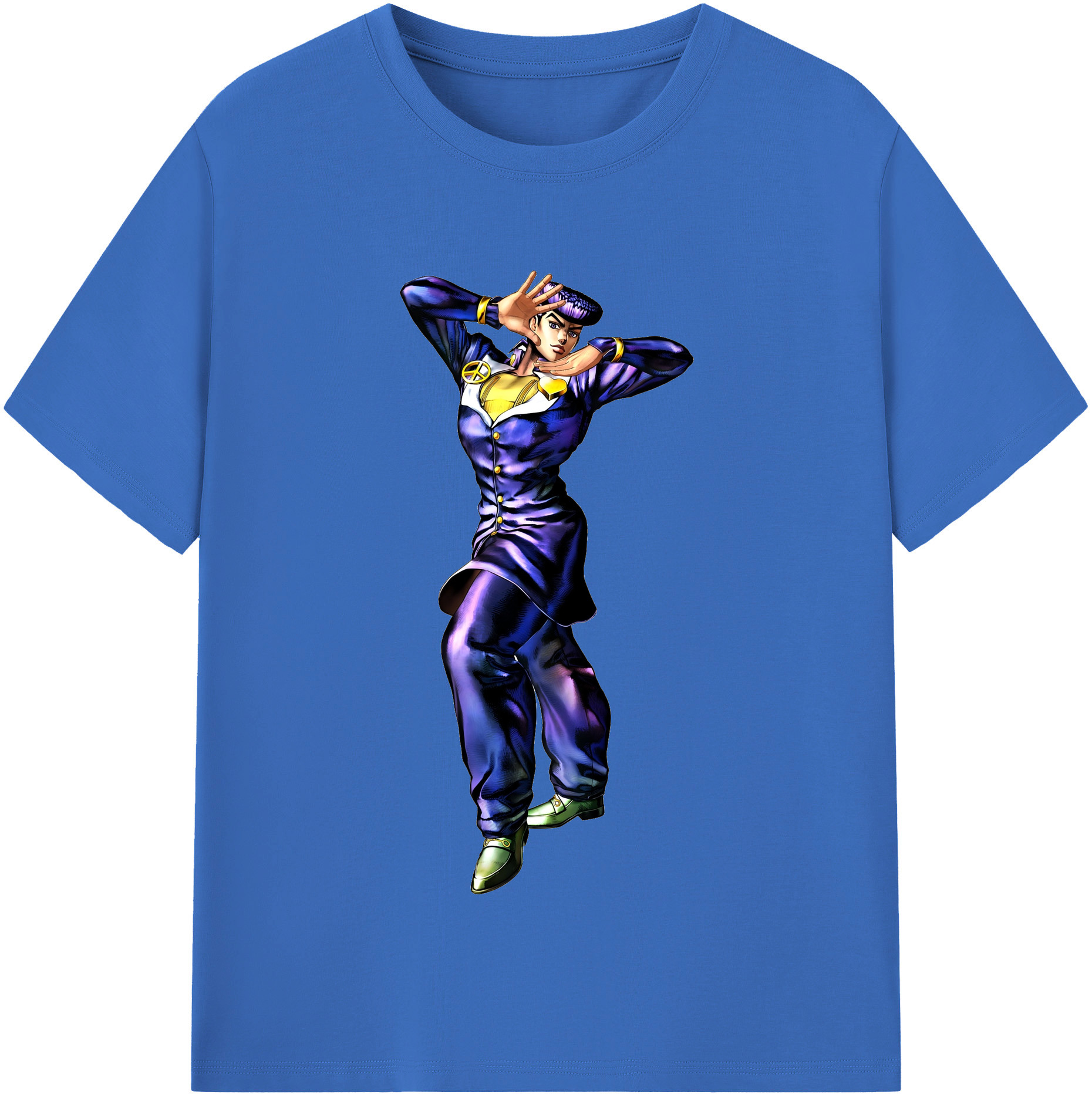 （画像用） ジョジョの奇妙な冒険 ひがしかた じょうすけ JoJo's Bizarre Adventure Higashikata Josuke 綿100％半袖Tシャツ（フロントプリント）