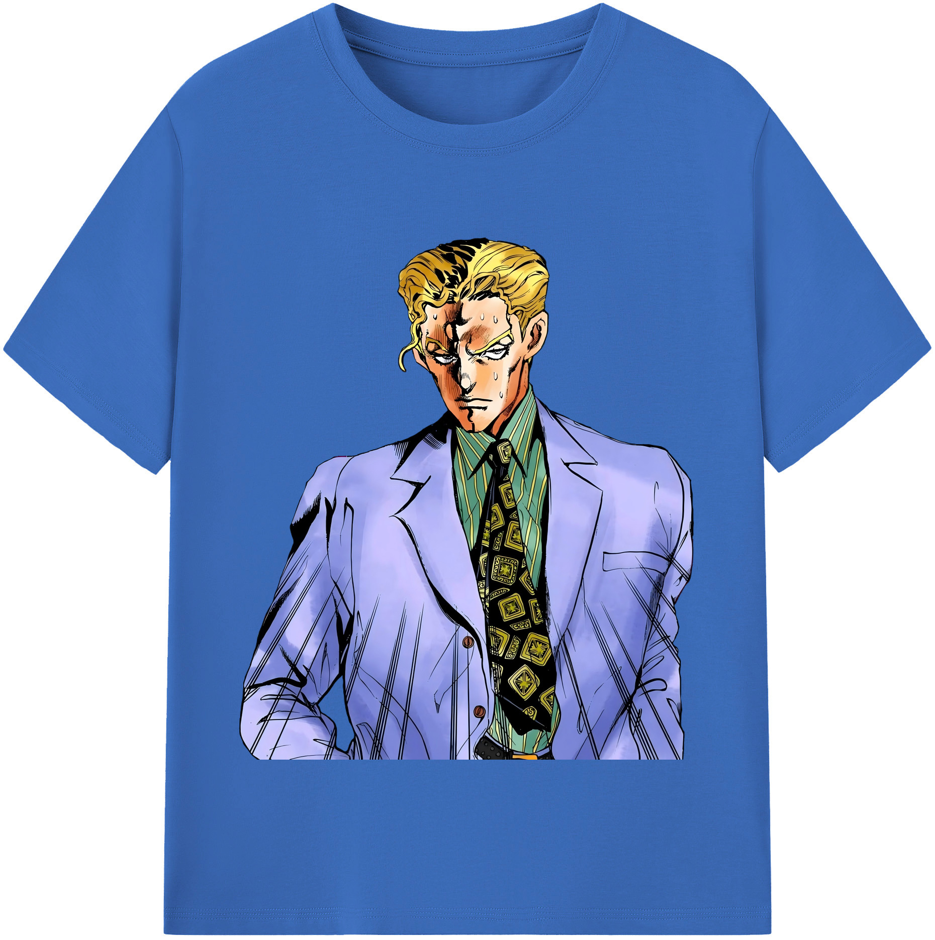 （画像用） ジョジョの奇妙な冒険 きら よしかげ JoJo's Bizarre Adventure Kira Yoshikage 綿100％半袖Tシャツ（フロントプリント）
