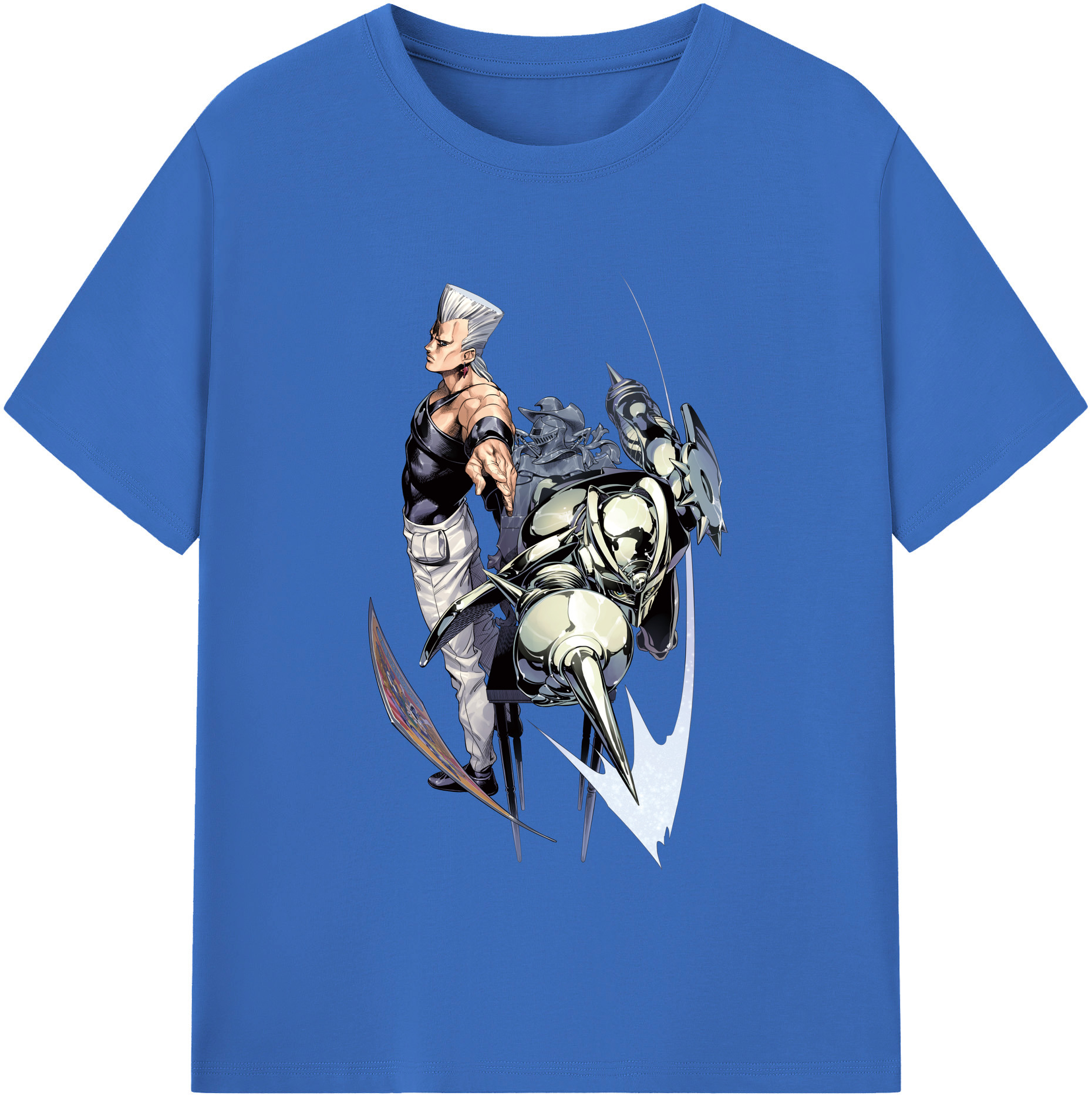 （画像用） ジョジョの奇妙な冒険 ジャン＝ピエール?ポルナレフ JoJo's Bizarre Adventure Jan Pierre Polnareff 綿100％半袖Tシャツ（フロントプリント）