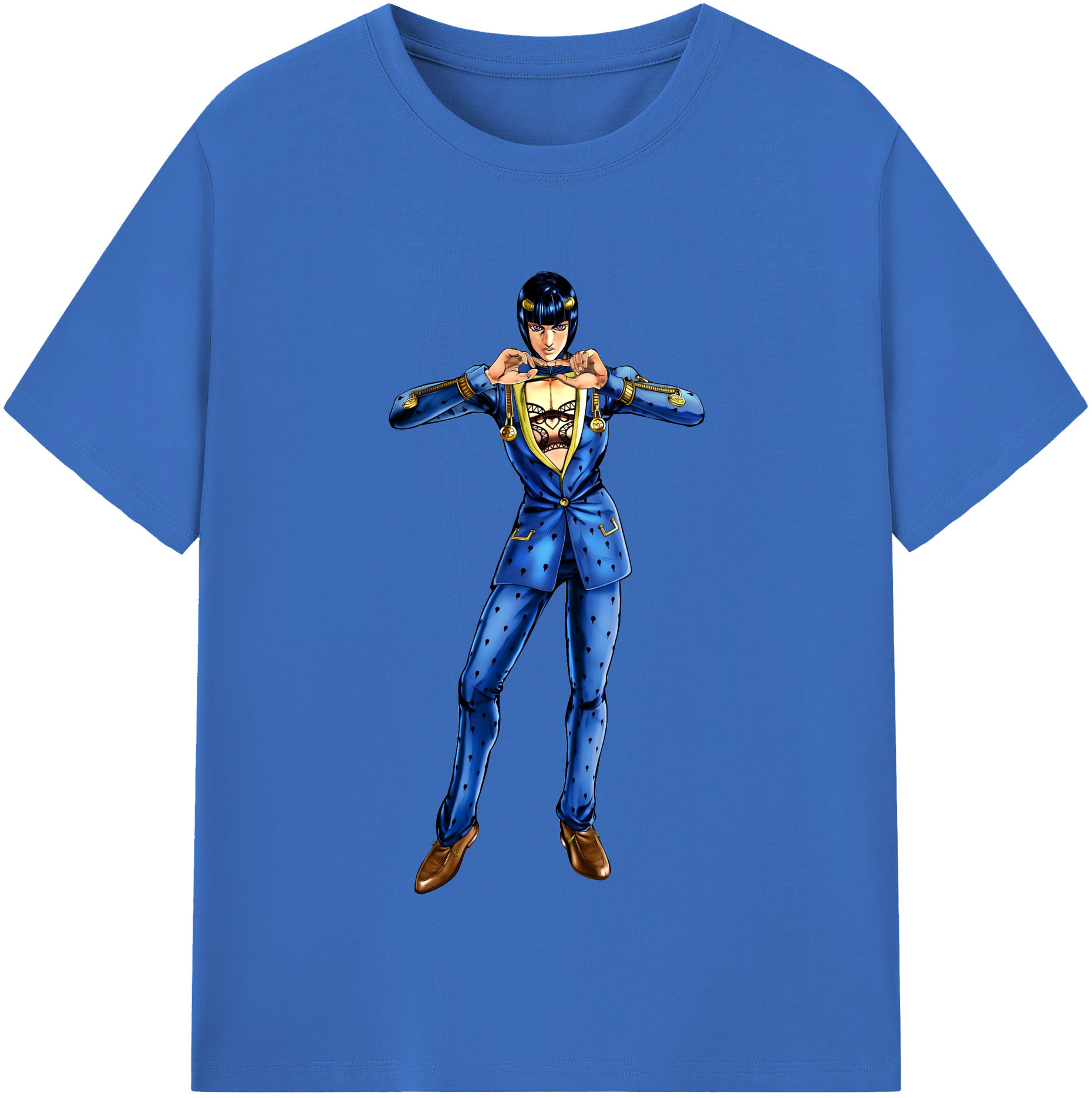 （画像用） ジョジョの奇妙な冒険 ブローノ?ブチャラティ JoJo's Bizarre Adventure Bruno Bucciarati 綿100％半袖Tシャツ（フロントプリント）