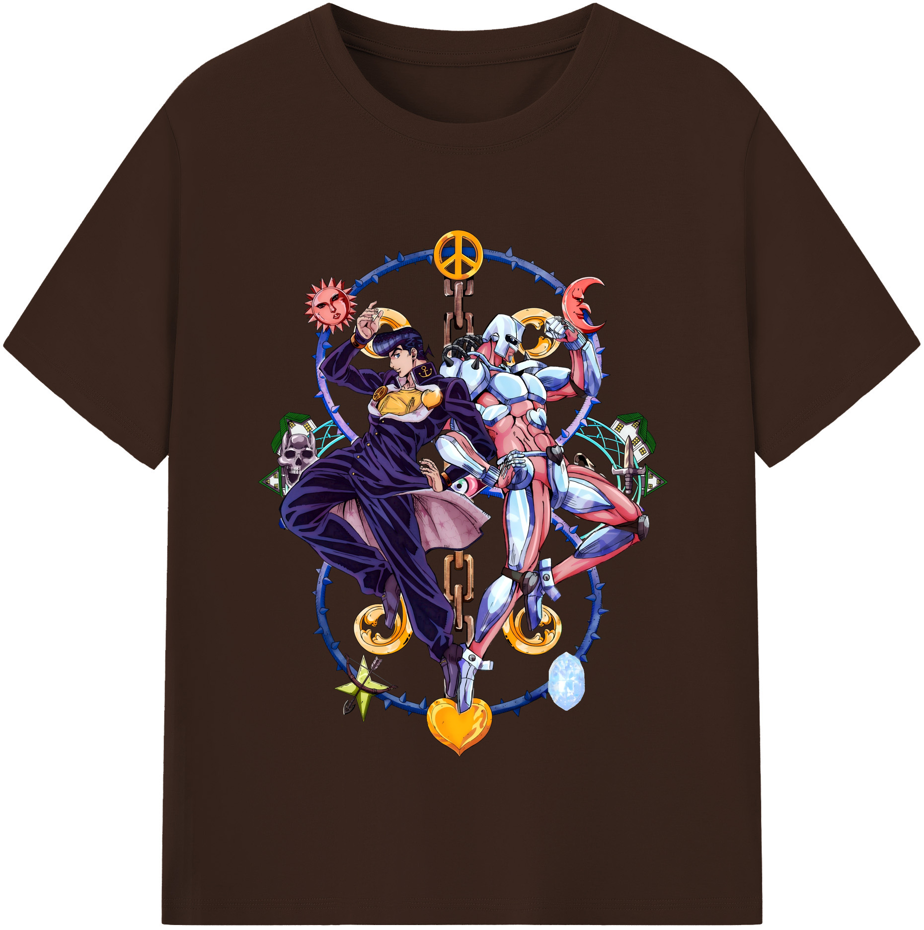 （画像用） ジョジョの奇妙な冒険 ひがしかた じょうすけ JoJo's Bizarre Adventure Higashikata Josuke 綿100％半袖Tシャツ（フロントプリント）