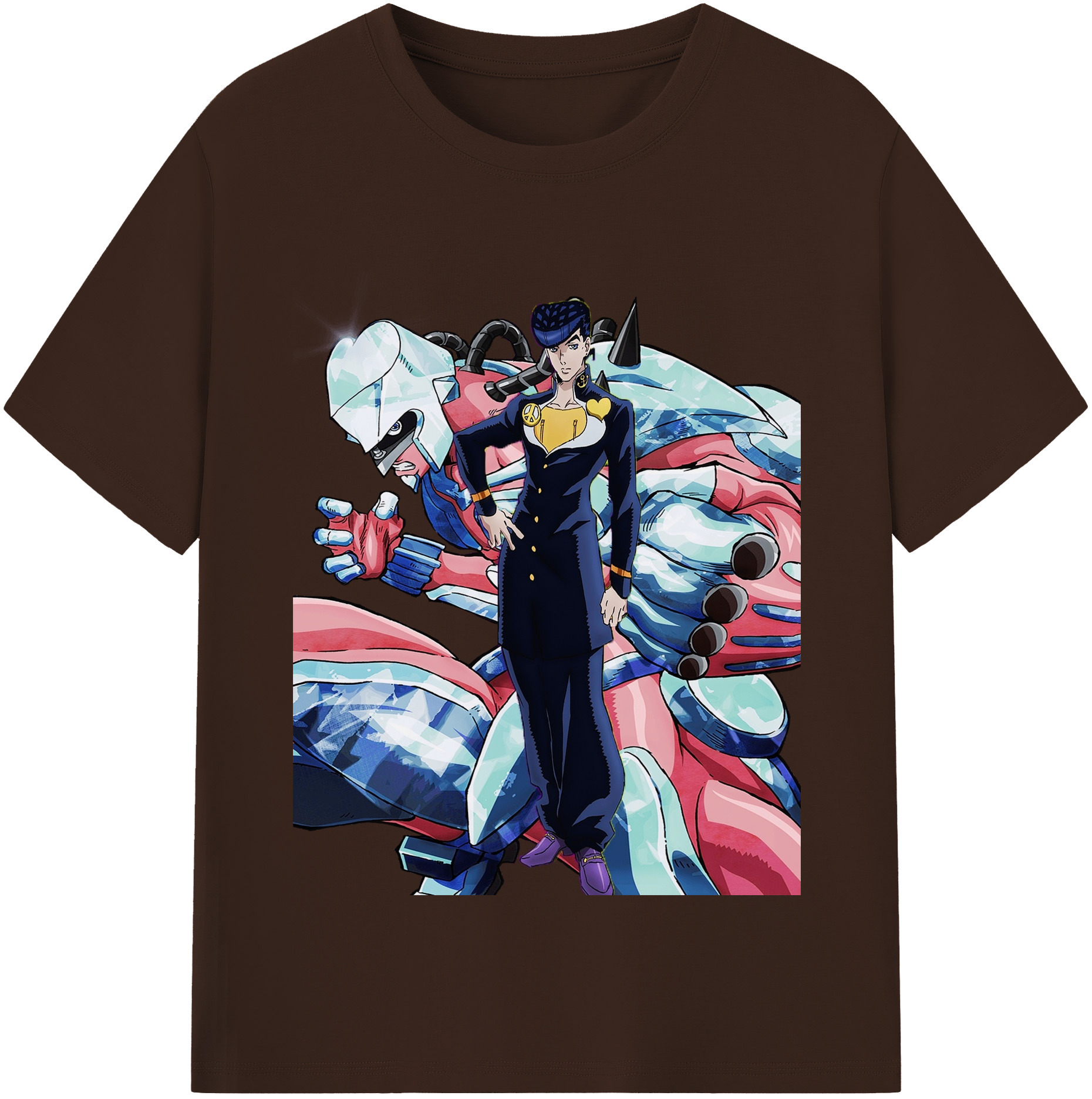 （画像用） ジョジョの奇妙な冒険 ひがしかた じょうすけ JoJo's Bizarre Adventure Higashikata Josuke 綿100％半袖Tシャツ（フロントプリント）