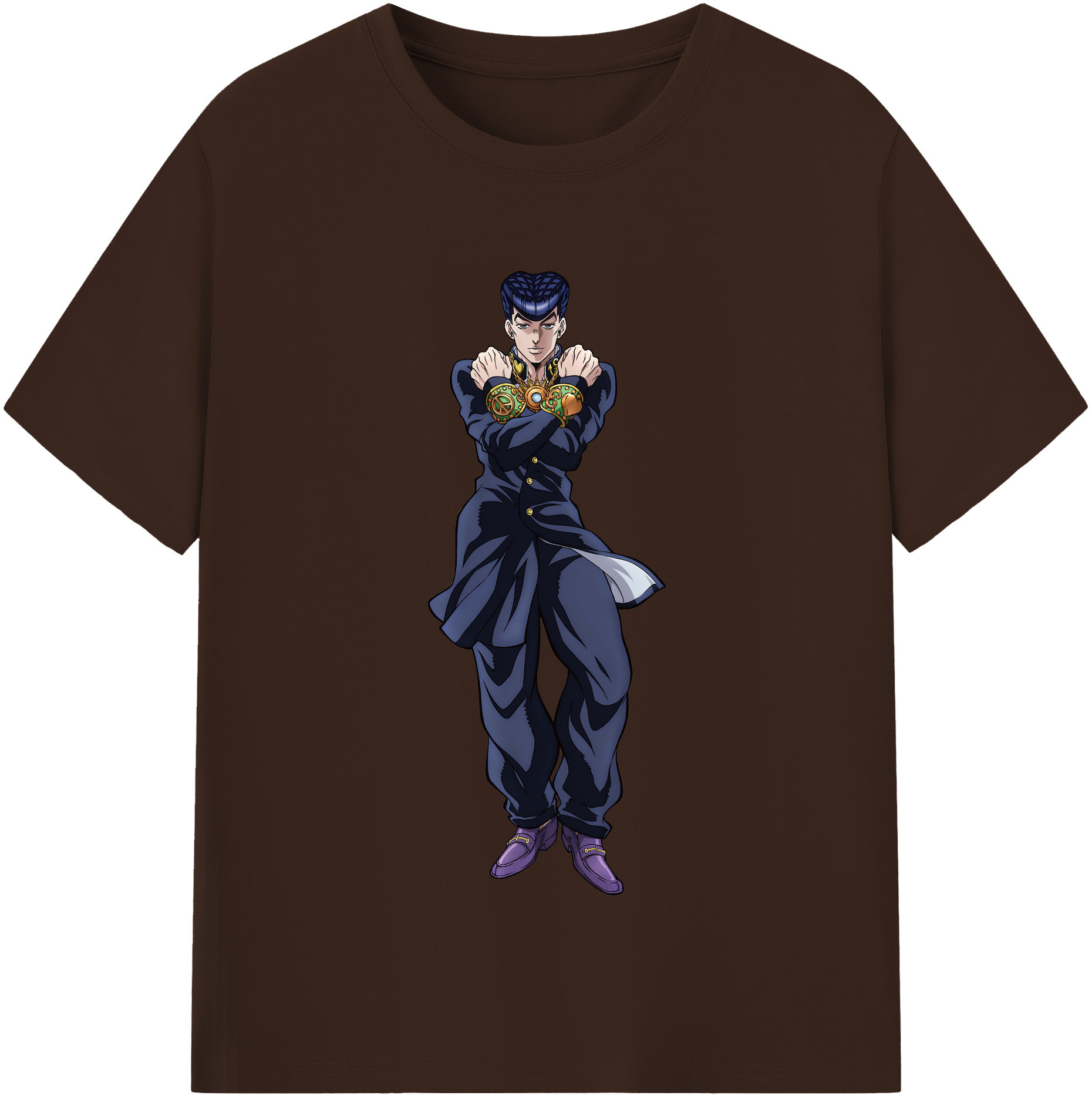 （画像用） ジョジョの奇妙な冒険 ひがしかた じょうすけ JoJo's Bizarre Adventure Higashikata Josuke 綿100％半袖Tシャツ（フロントプリント）