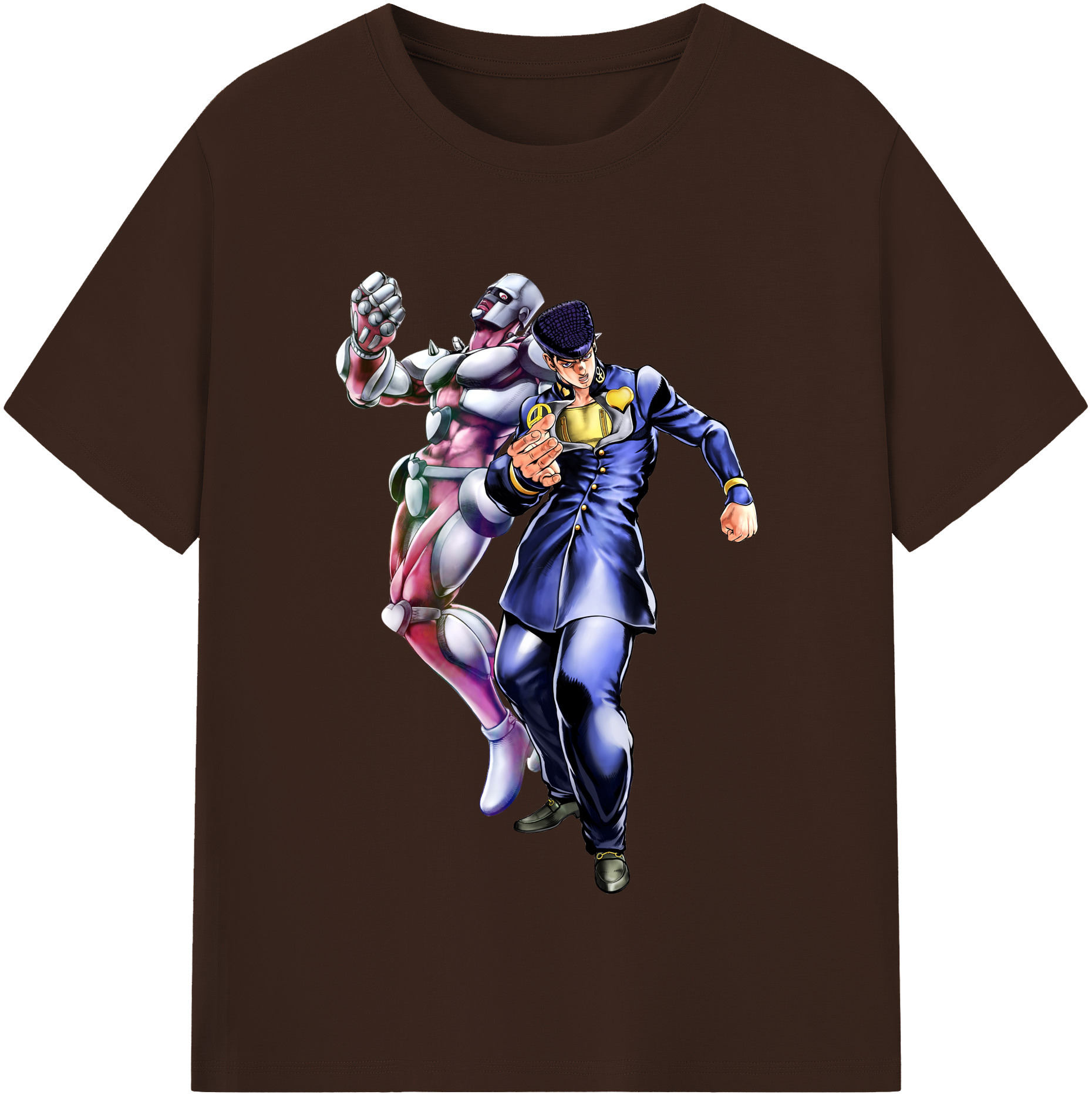 （画像用） ジョジョの奇妙な冒険 ひがしかた じょうすけ JoJo's Bizarre Adventure Higashikata Josuke 綿100％半袖Tシャツ（フロントプリント）