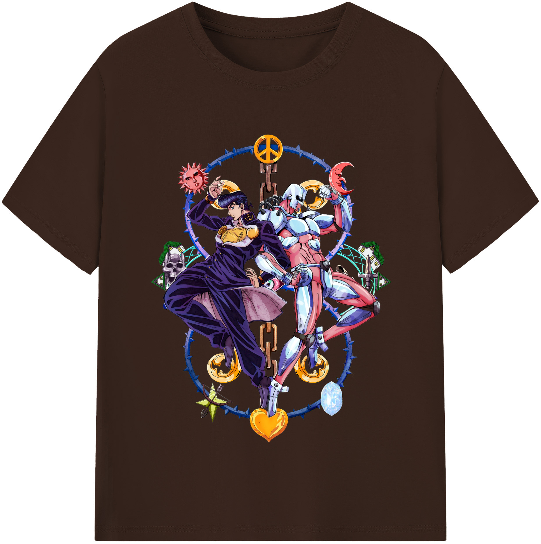 （画像用） ジョジョの奇妙な冒険 ひがしかた じょうすけ JoJo's Bizarre Adventure Higashikata Josuke 綿100％半袖Tシャツ（フロントプリント）