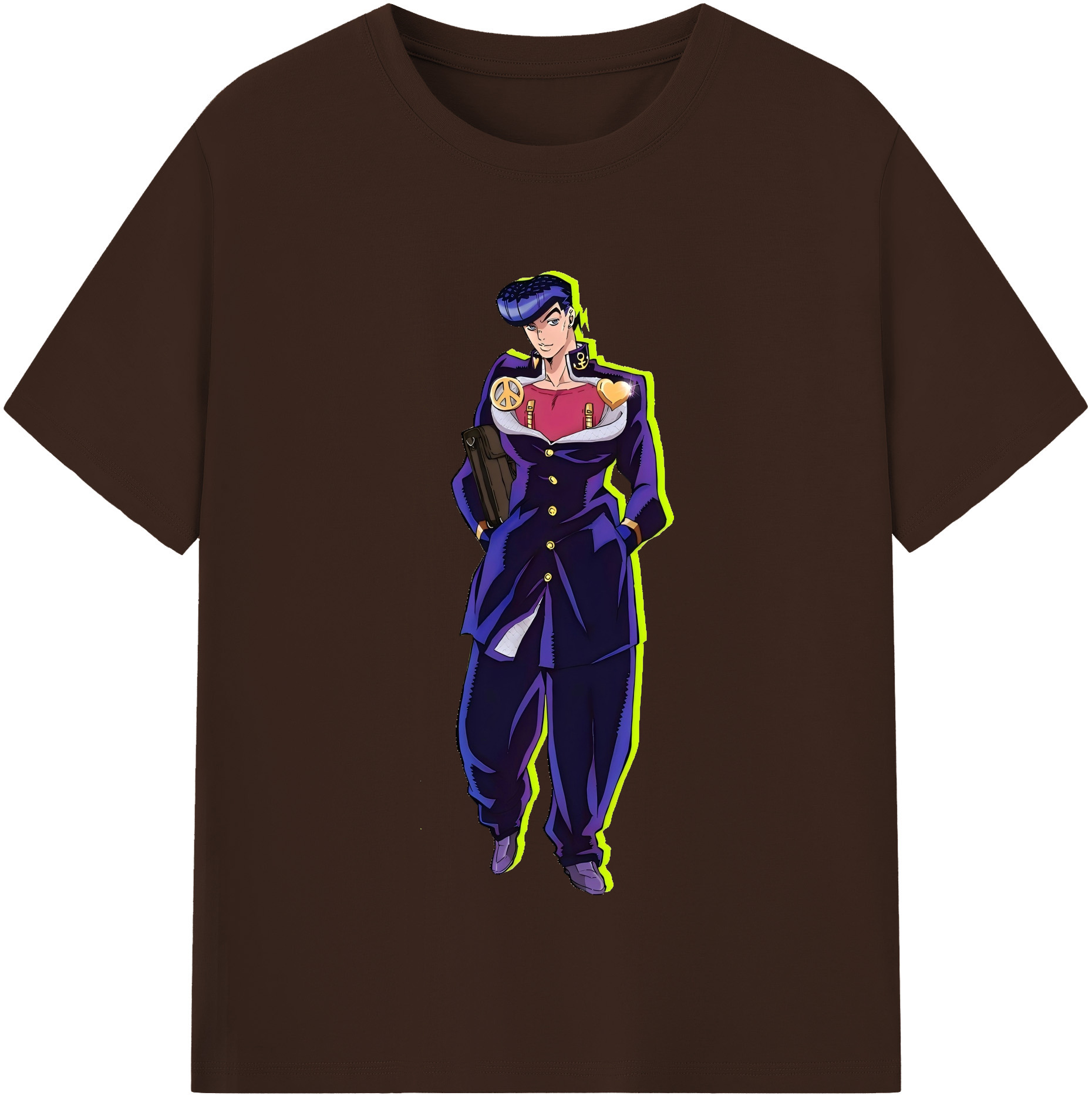 （画像用） ジョジョの奇妙な冒険 ひがしかた じょうすけ JoJo's Bizarre Adventure Higashikata Josuke 綿100％半袖Tシャツ（フロントプリント）