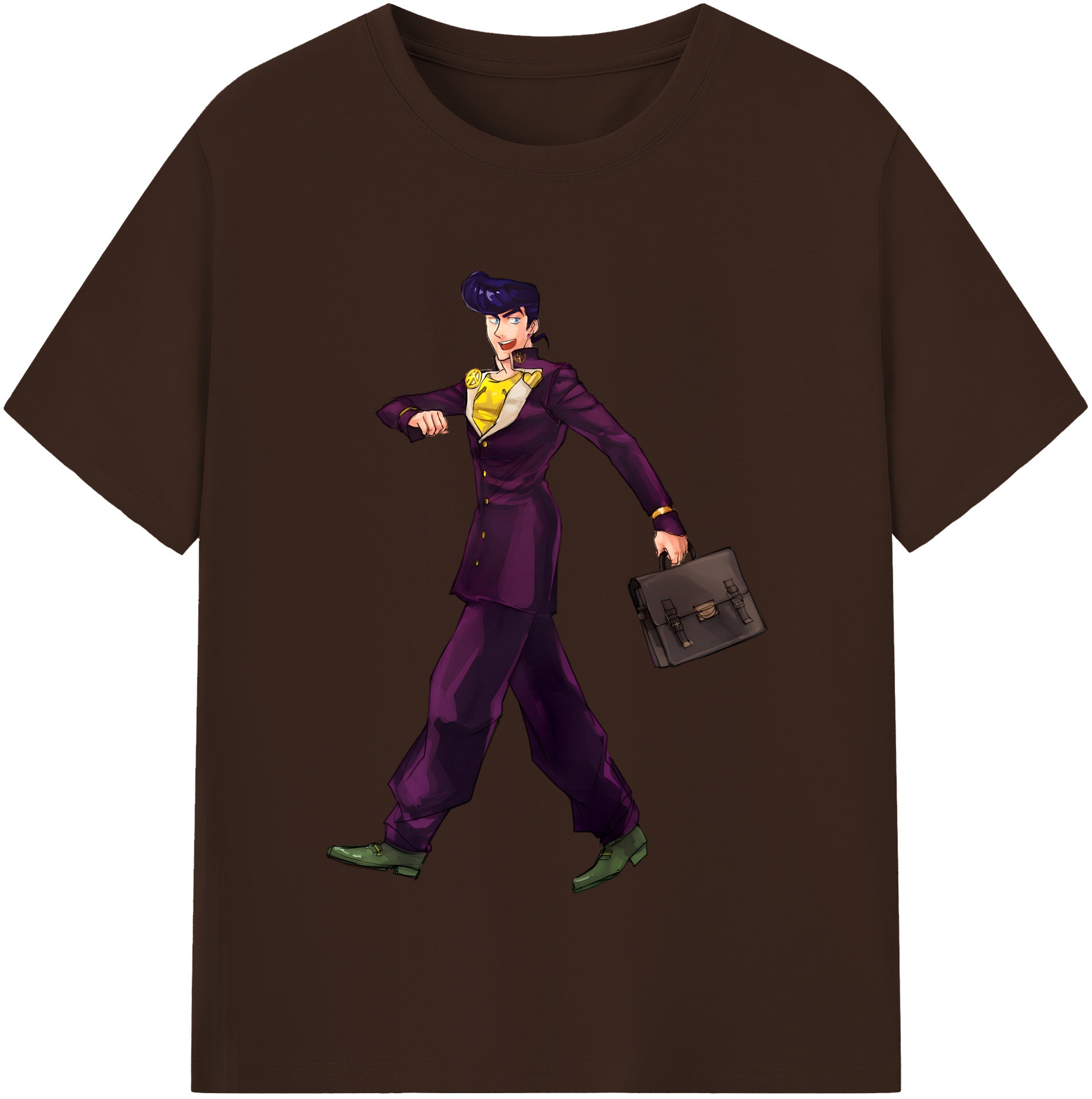 （画像用） ジョジョの奇妙な冒険 ひがしかた じょうすけ JoJo's Bizarre Adventure Higashikata Josuke 綿100％半袖Tシャツ（フロントプリント）