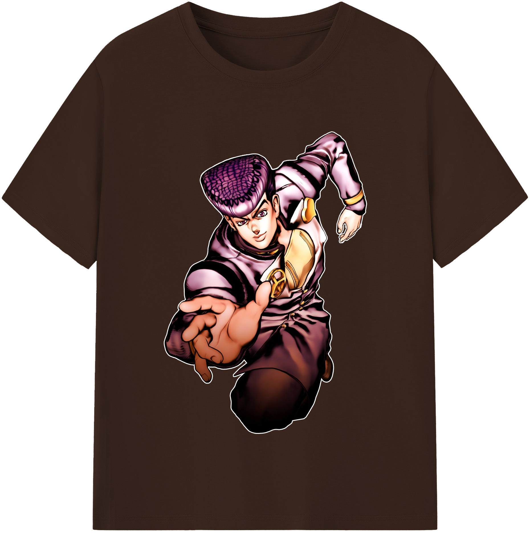 （画像用） ジョジョの奇妙な冒険 ひがしかた じょうすけ JoJo's Bizarre Adventure Higashikata Josuke 綿100％半袖Tシャツ（フロントプリント）