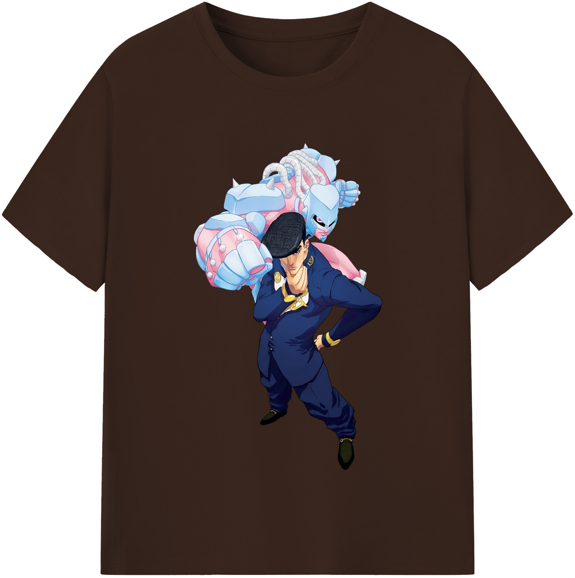 （画像用） ジョジョの奇妙な冒険 ひがしかた じょうすけ JoJo's Bizarre Adventure Higashikata Josuke 綿100％半袖Tシャツ（フロントプリント）