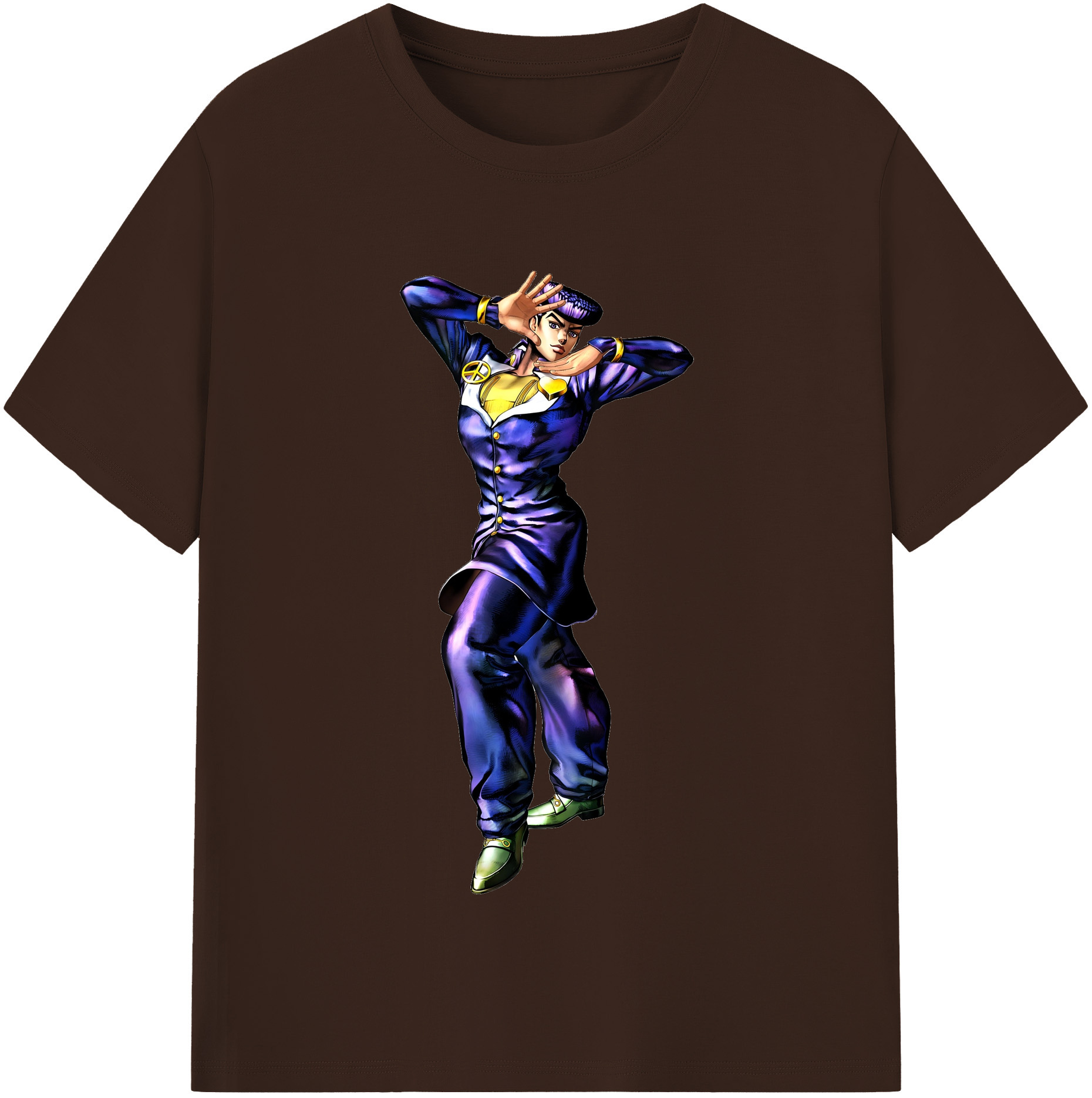 （画像用） ジョジョの奇妙な冒険 ひがしかた じょうすけ JoJo's Bizarre Adventure Higashikata Josuke 綿100％半袖Tシャツ（フロントプリント）