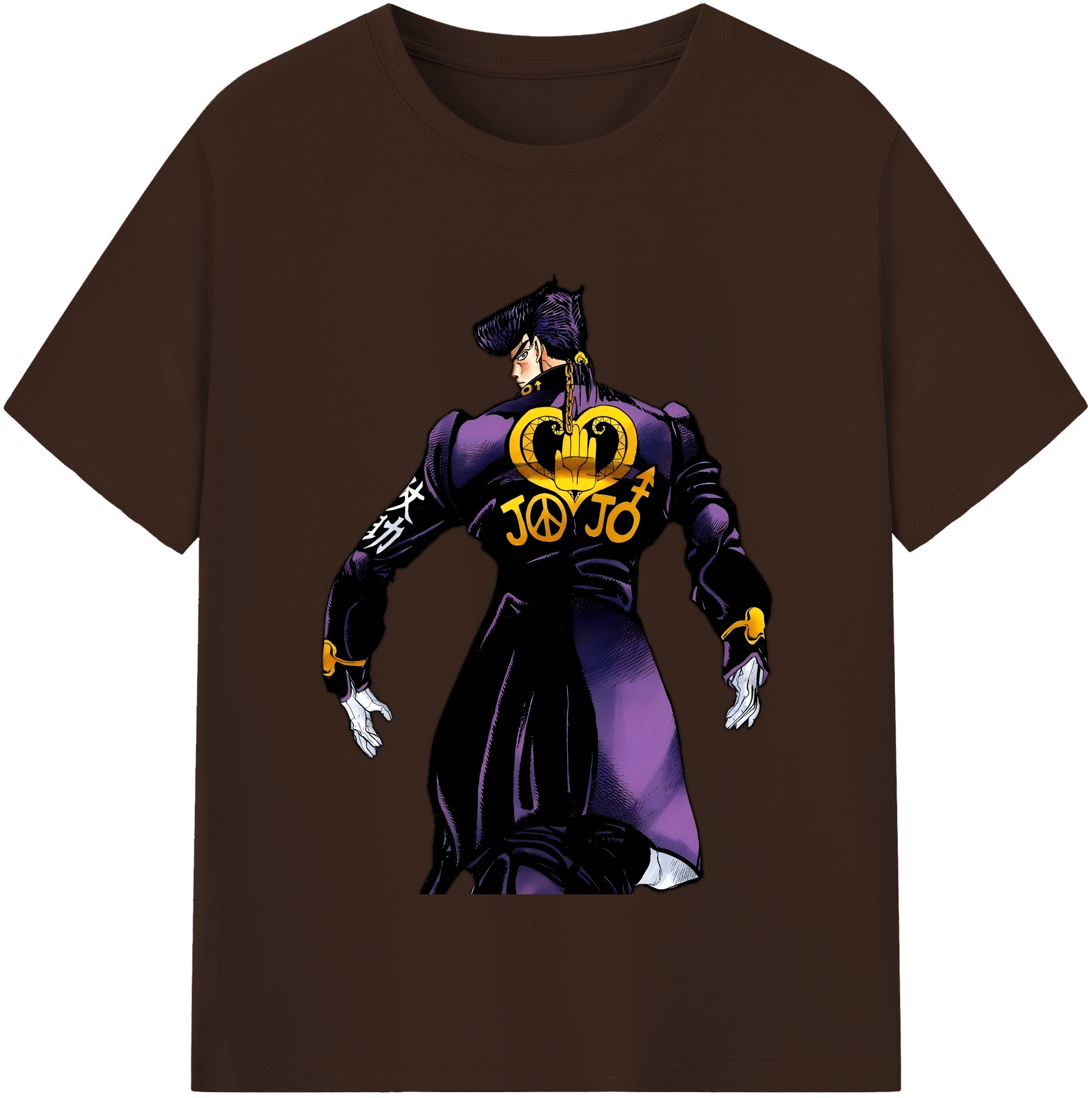 （画像用） ジョジョの奇妙な冒険 ひがしかた じょうすけ JoJo's Bizarre Adventure Higashikata Josuke 綿100％半袖Tシャツ（フロントプリント）