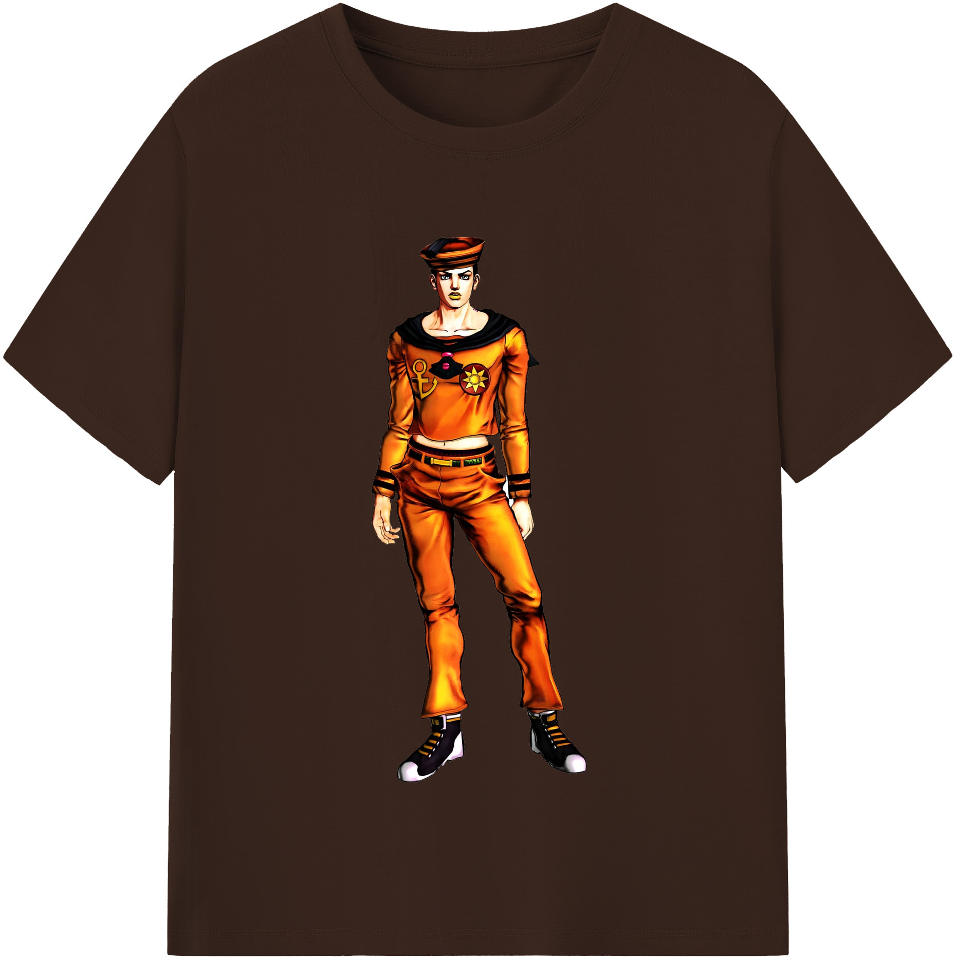 （画像用） ジョジョの奇妙な冒険 東方定助 JoJo's Bizarre Adventure Higashikata Josuke 綿100％半袖Tシャツ（フロントプリント）