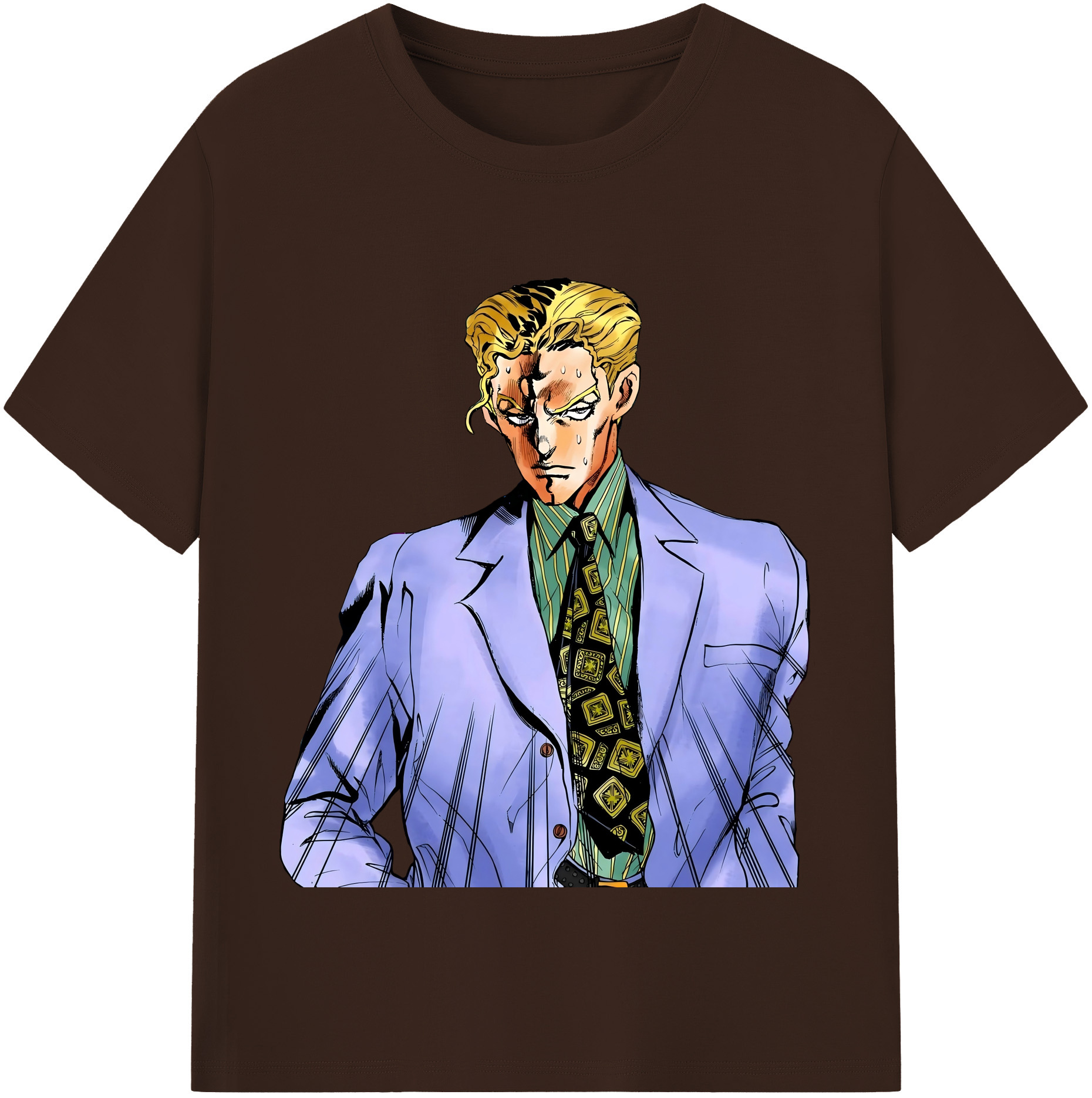 （画像用） ジョジョの奇妙な冒険 きら よしかげ JoJo's Bizarre Adventure Kira Yoshikage 綿100％半袖Tシャツ（フロントプリント）