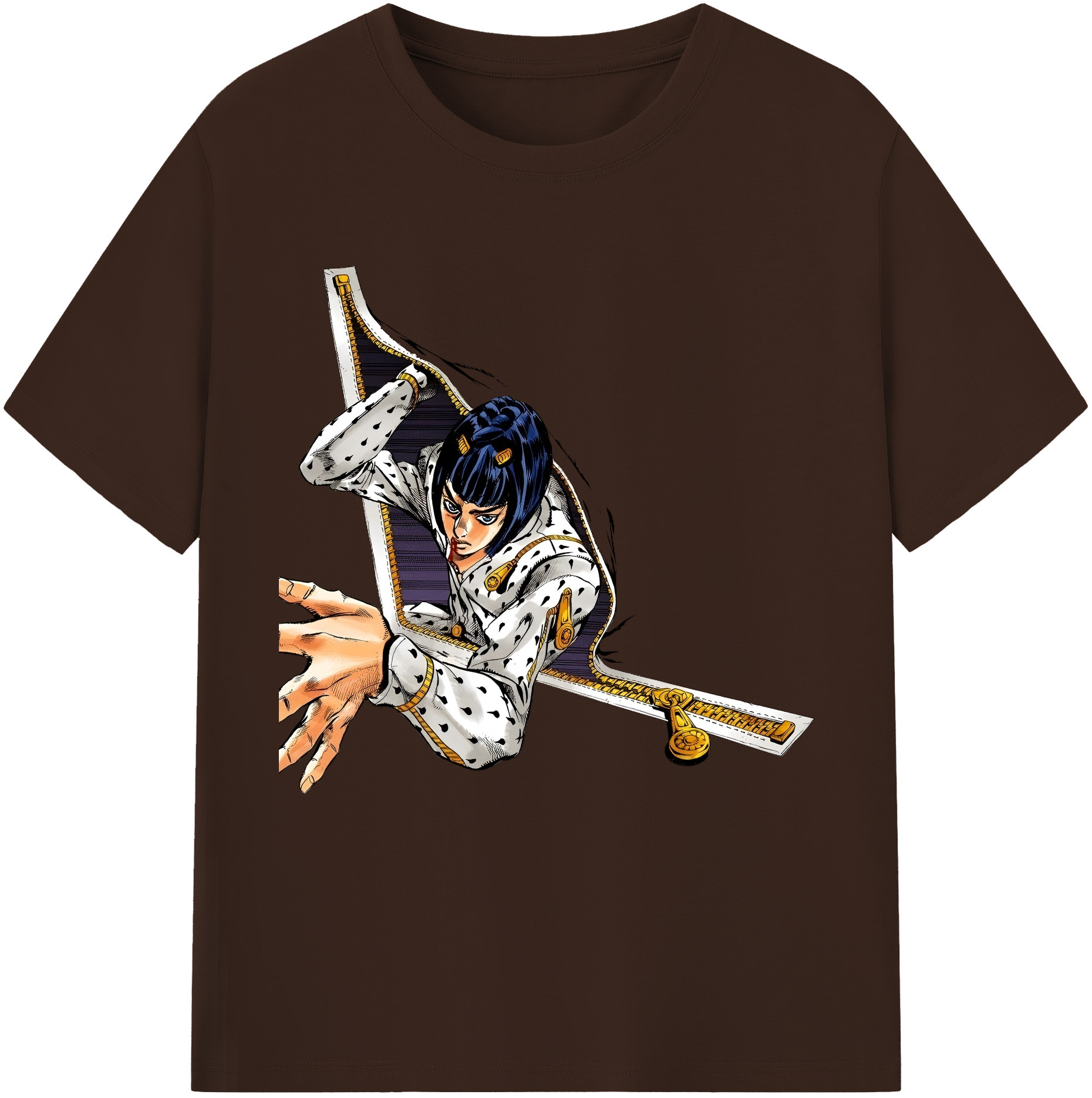 （画像用） ジョジョの奇妙な冒険 ブローノ?ブチャラティ JoJo's Bizarre Adventure Bruno Bucciarati 綿100％半袖Tシャツ（フロントプリント）