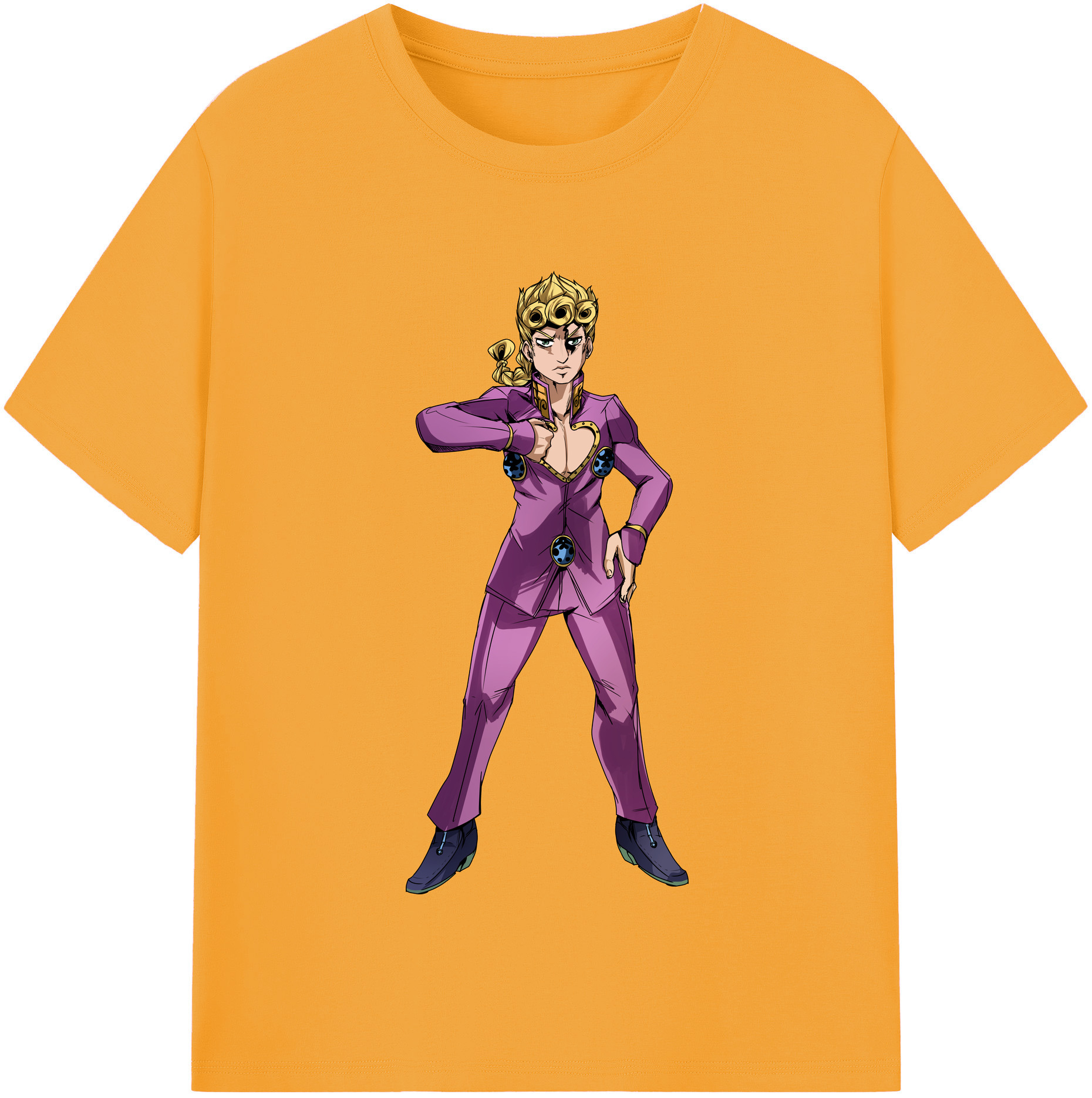 （画像用） ジョジョの奇妙な冒険 ジョルノ?ジョバァーナ JoJo's Bizarre Adventure Giorno Giovanna 綿100％半袖Tシャツ（フロントプリント）