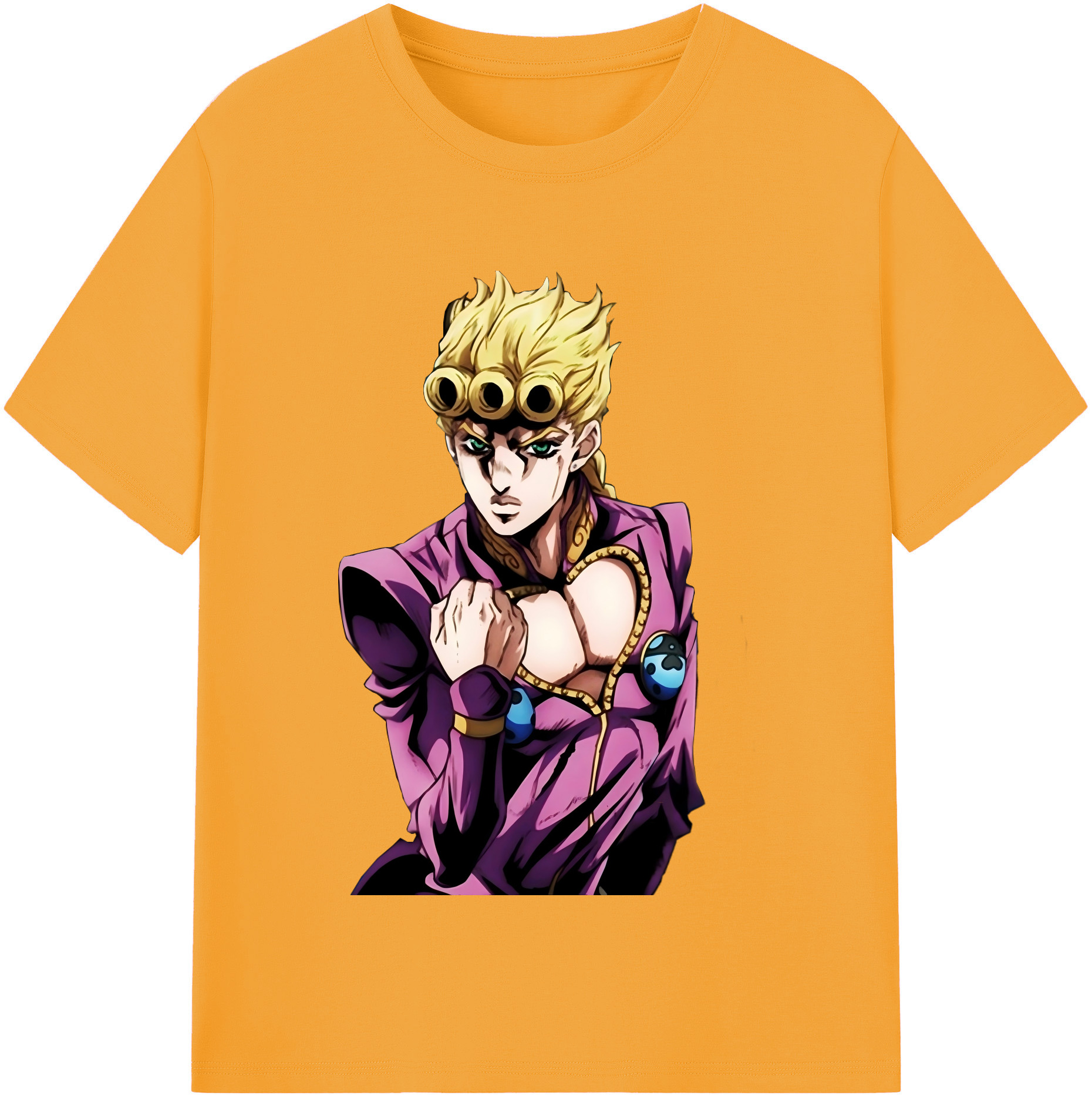 （画像用） ジョジョの奇妙な冒険 ジョルノ?ジョバァーナ JoJo's Bizarre Adventure Giorno Giovanna 綿100％半袖Tシャツ（フロントプリント）