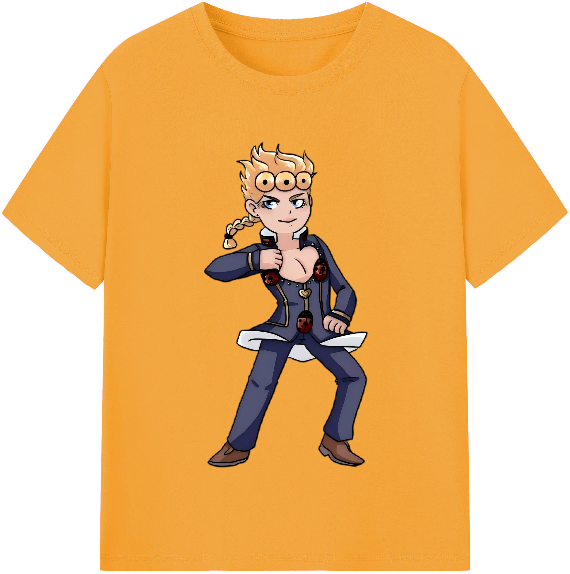 （画像用） ジョジョの奇妙な冒険 ジョルノ?ジョバァーナ JoJo's Bizarre Adventure Giorno Giovanna 綿100％半袖Tシャツ（フロントプリント）
