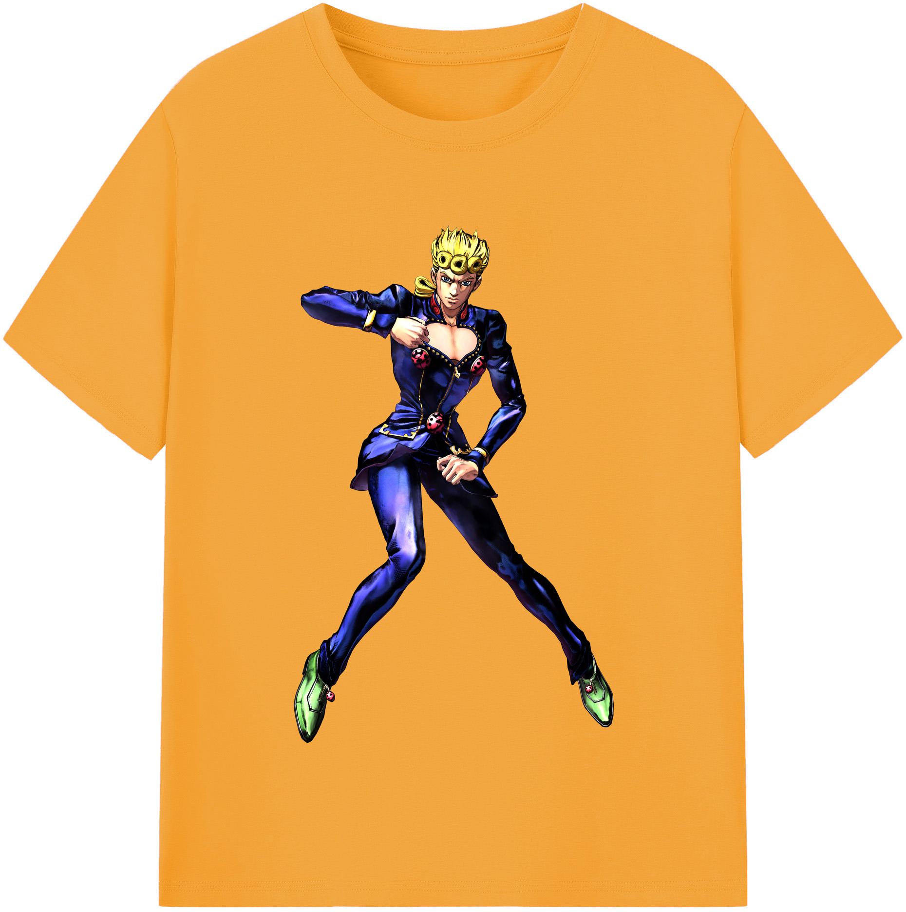 （画像用） ジョジョの奇妙な冒険 ジョルノ?ジョバァーナ JoJo's Bizarre Adventure Giorno Giovanna 綿100％半袖Tシャツ（フロントプリント）
