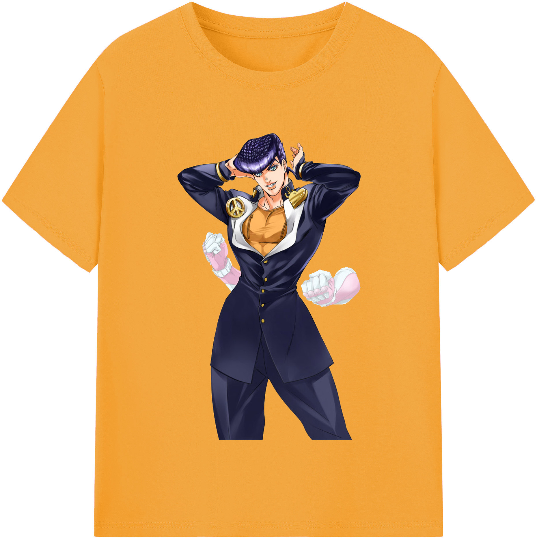 （画像用） ジョジョの奇妙な冒険 ひがしかた じょうすけ JoJo's Bizarre Adventure Higashikata Josuke 綿100％半袖Tシャツ（フロントプリント）