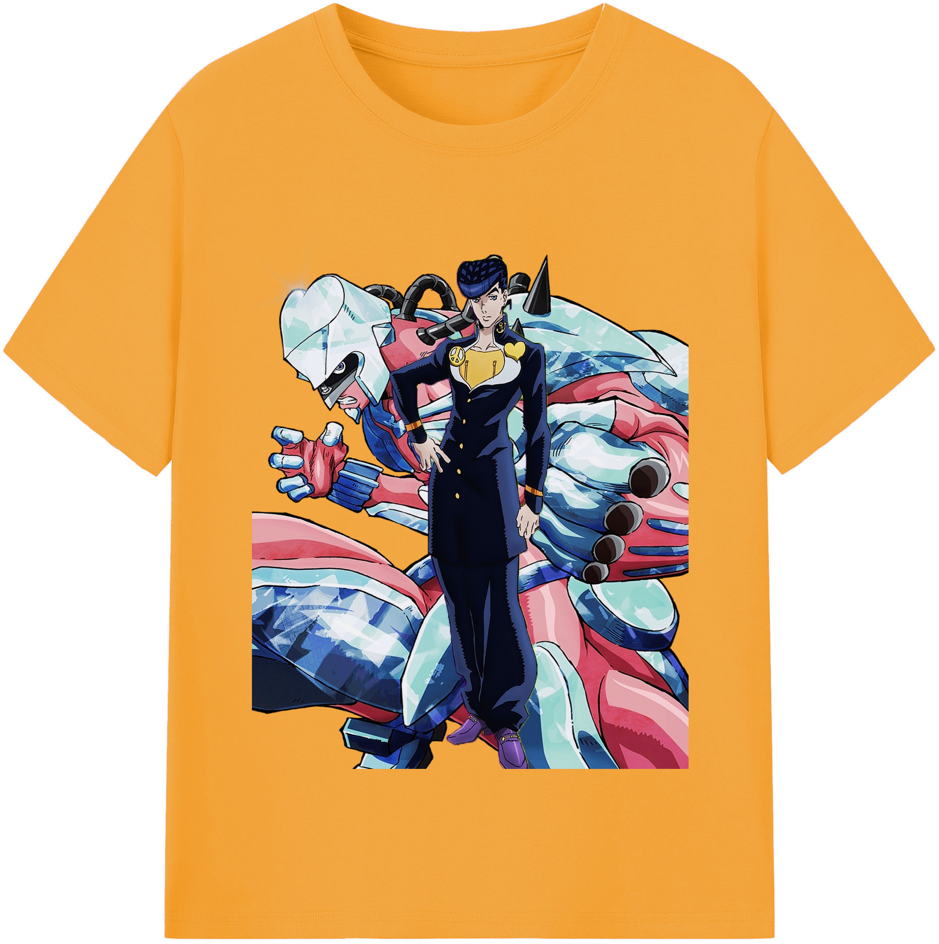 （画像用） ジョジョの奇妙な冒険 ひがしかた じょうすけ JoJo's Bizarre Adventure Higashikata Josuke 綿100％半袖Tシャツ（フロントプリント）