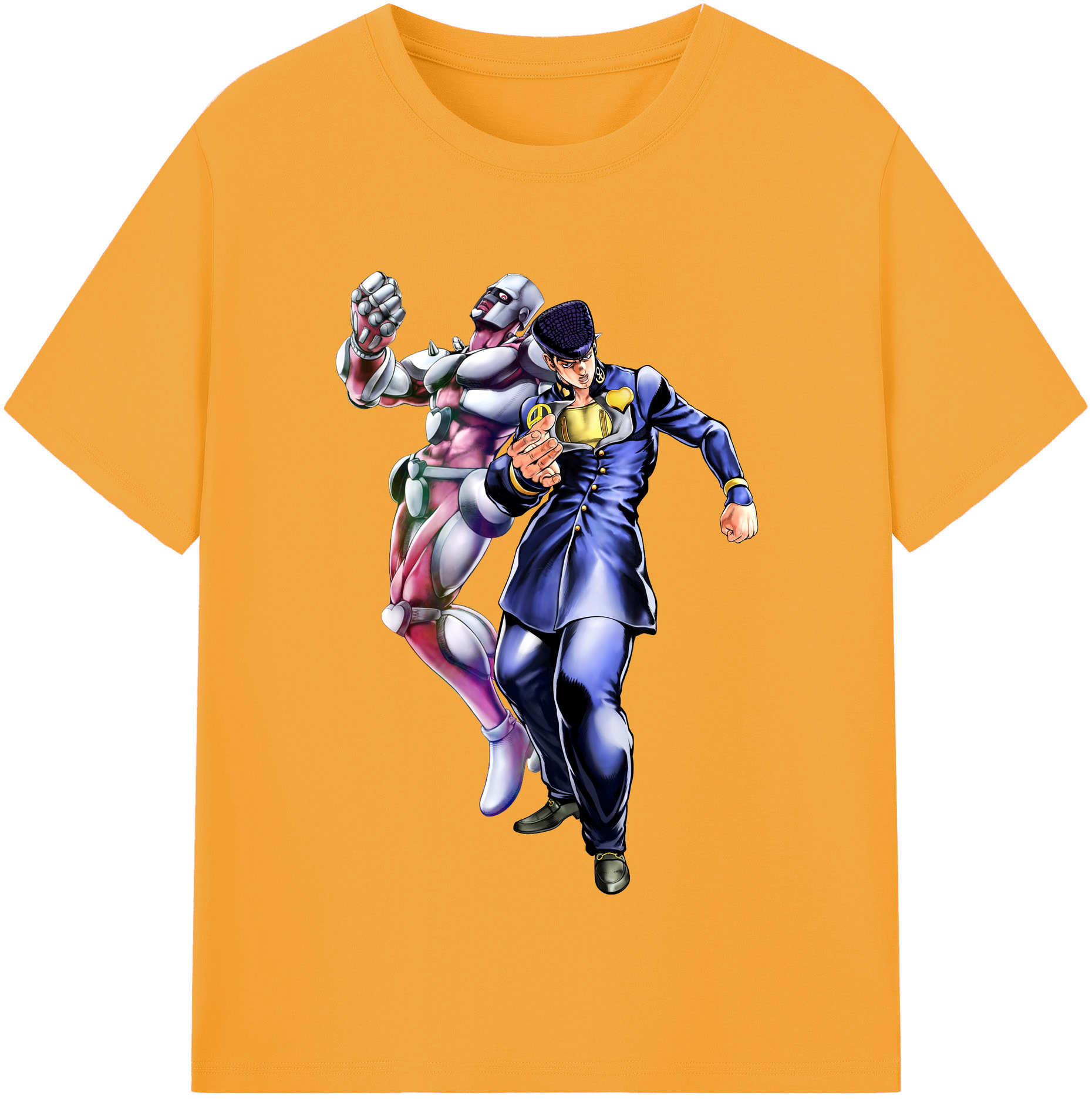 （画像用） ジョジョの奇妙な冒険 ひがしかた じょうすけ JoJo's Bizarre Adventure Higashikata Josuke 綿100％半袖Tシャツ（フロントプリント）